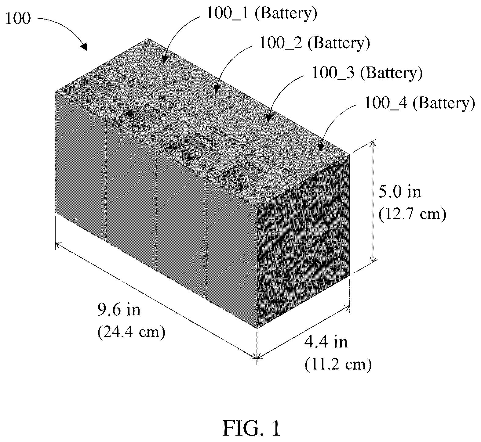 Patent US12157021 Figure 1 – Self-extinguishing, toxic gases containment enclosure for lithium-ion batteries