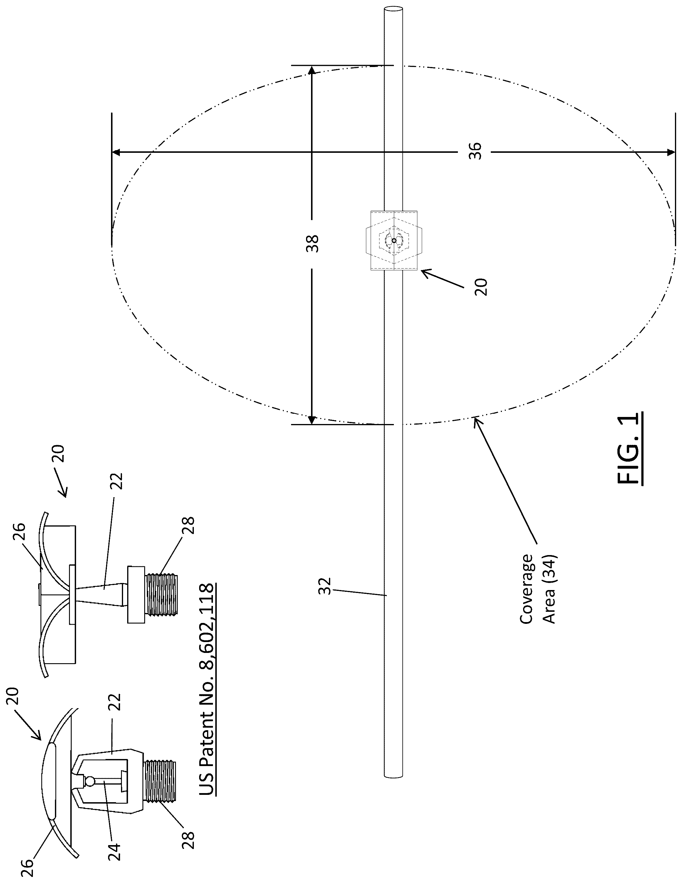 Patent US12157025 Figure 1 – Fire sprinkler with pre-deflector flow splitter