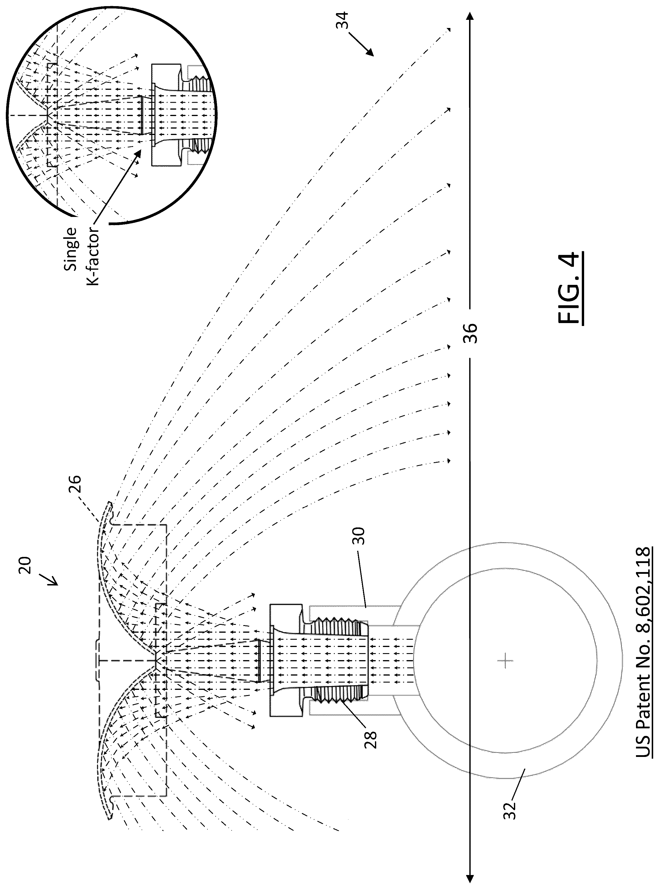 Patent US12157025 Figure 4 – Fire sprinkler with pre-deflector flow splitter