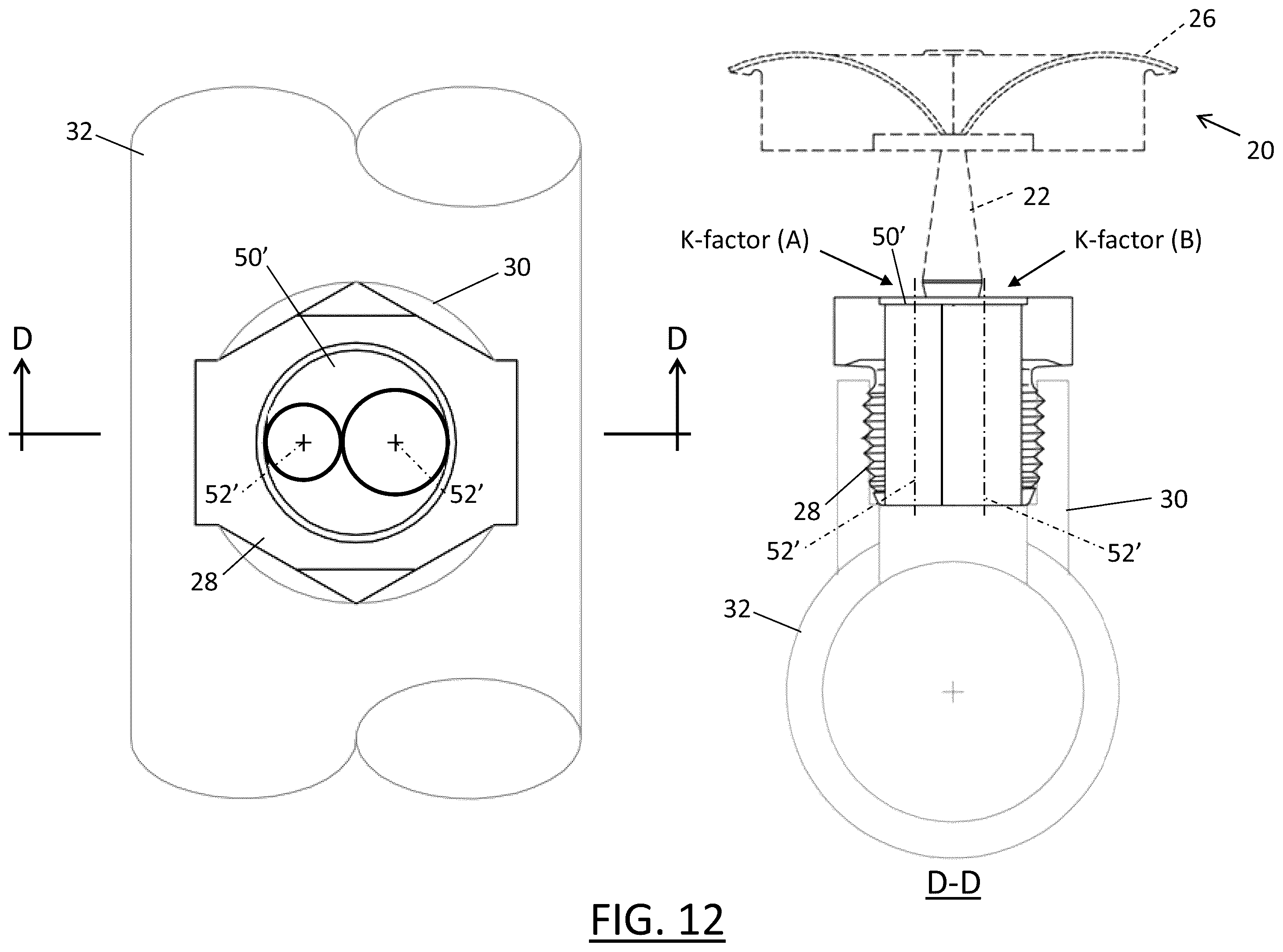 Patent US12157025 Figure 12 – Fire sprinkler with pre-deflector flow splitter