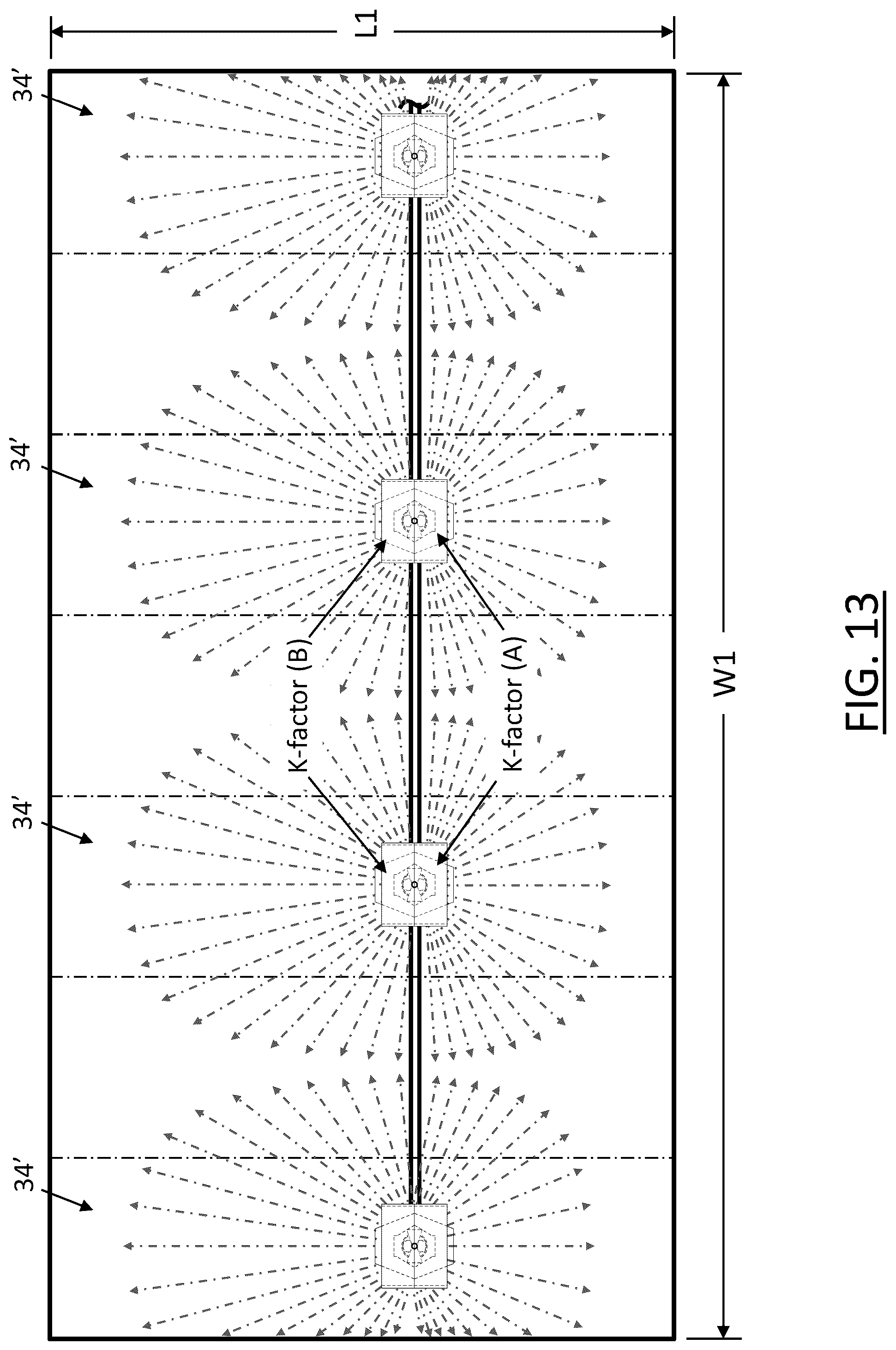 Patent US12157025 Figure 13 – Fire sprinkler with pre-deflector flow splitter