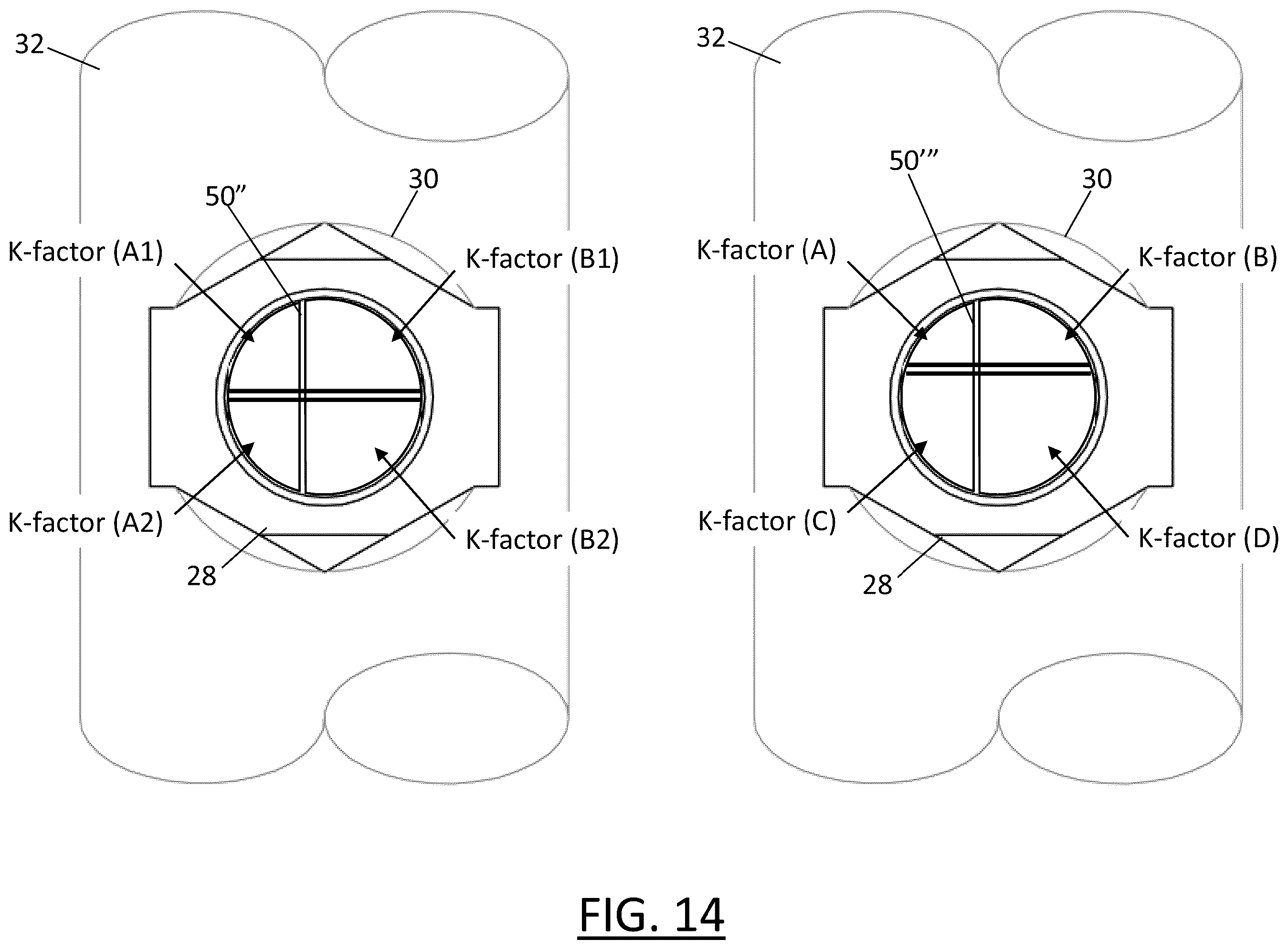 Patent US12157025 Figure 14 – Fire sprinkler with pre-deflector flow splitter