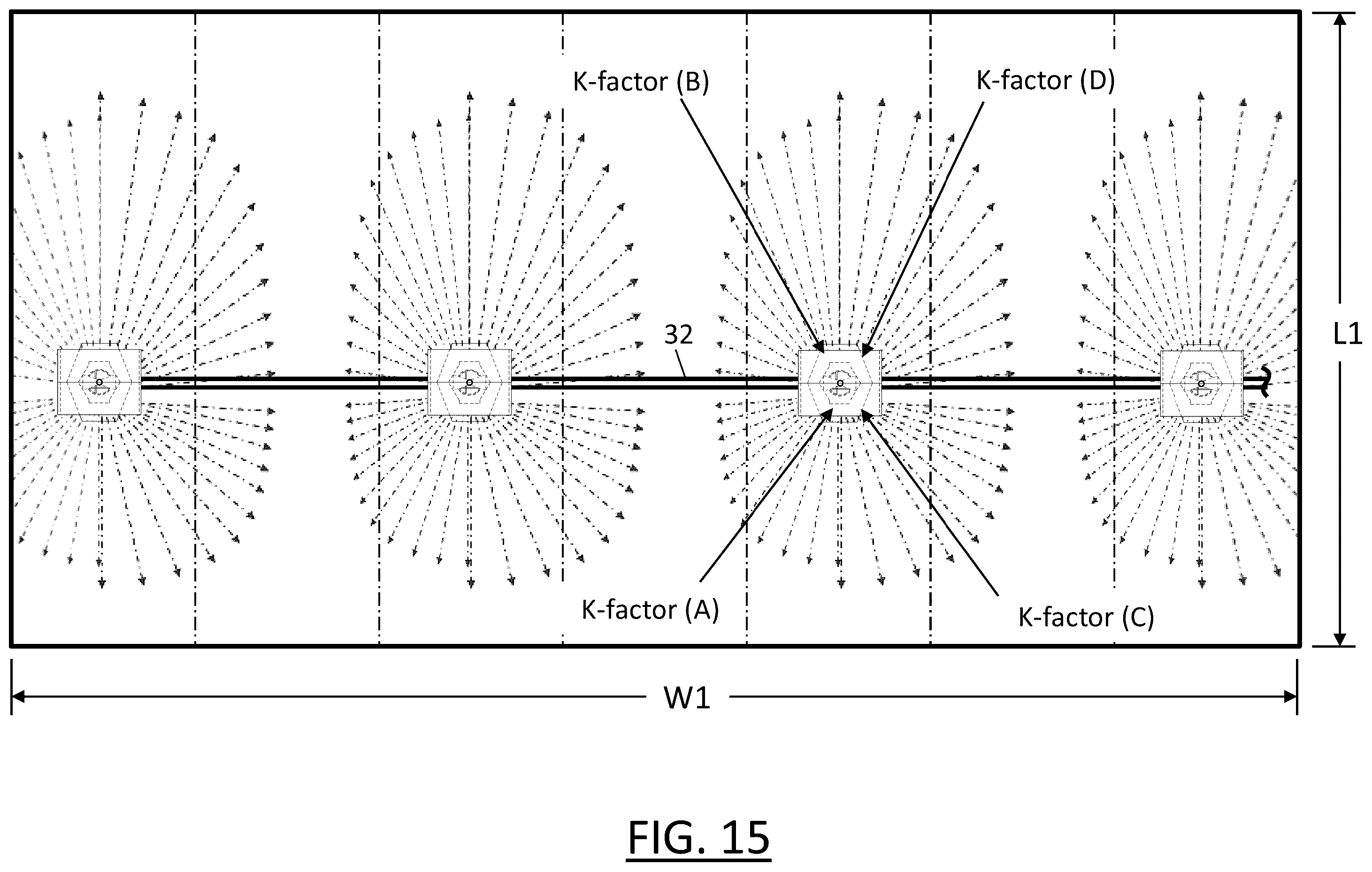 Patent US12157025 Figure 15 – Fire sprinkler with pre-deflector flow splitter
