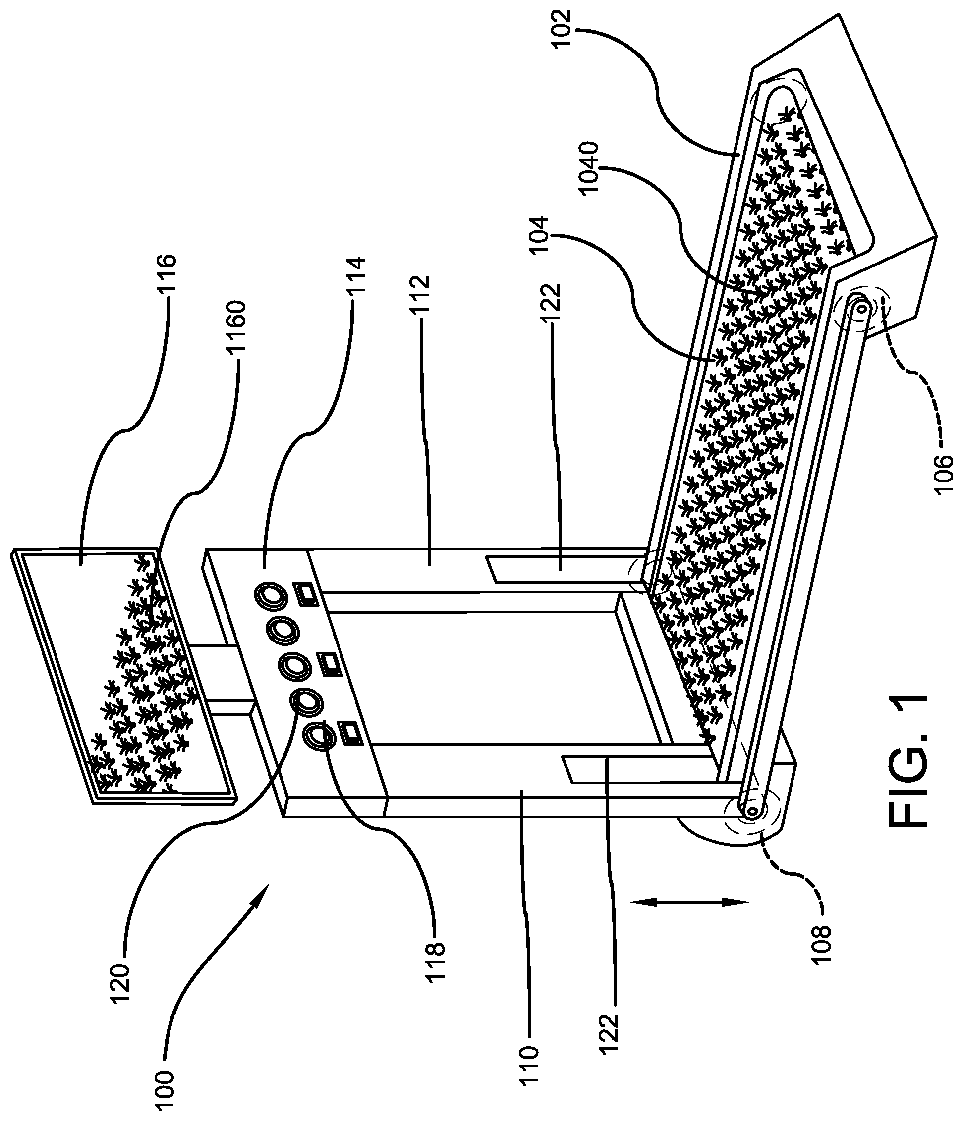 Patent US12157032 Figure 1 – Artificial terrain treadmill belts and treadmills