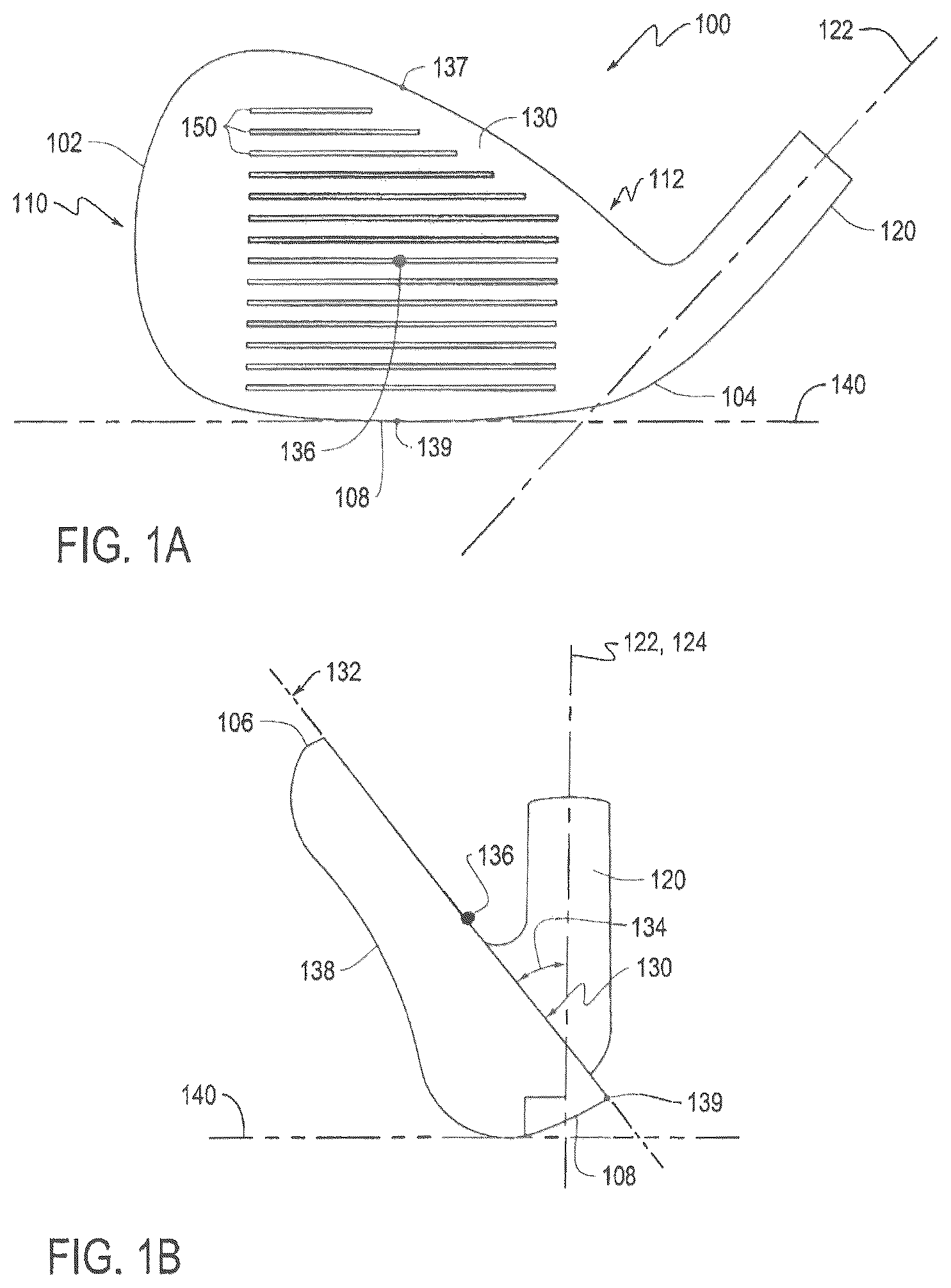 Patent US12157040 Figure 1 – Golf club head with textured striking face