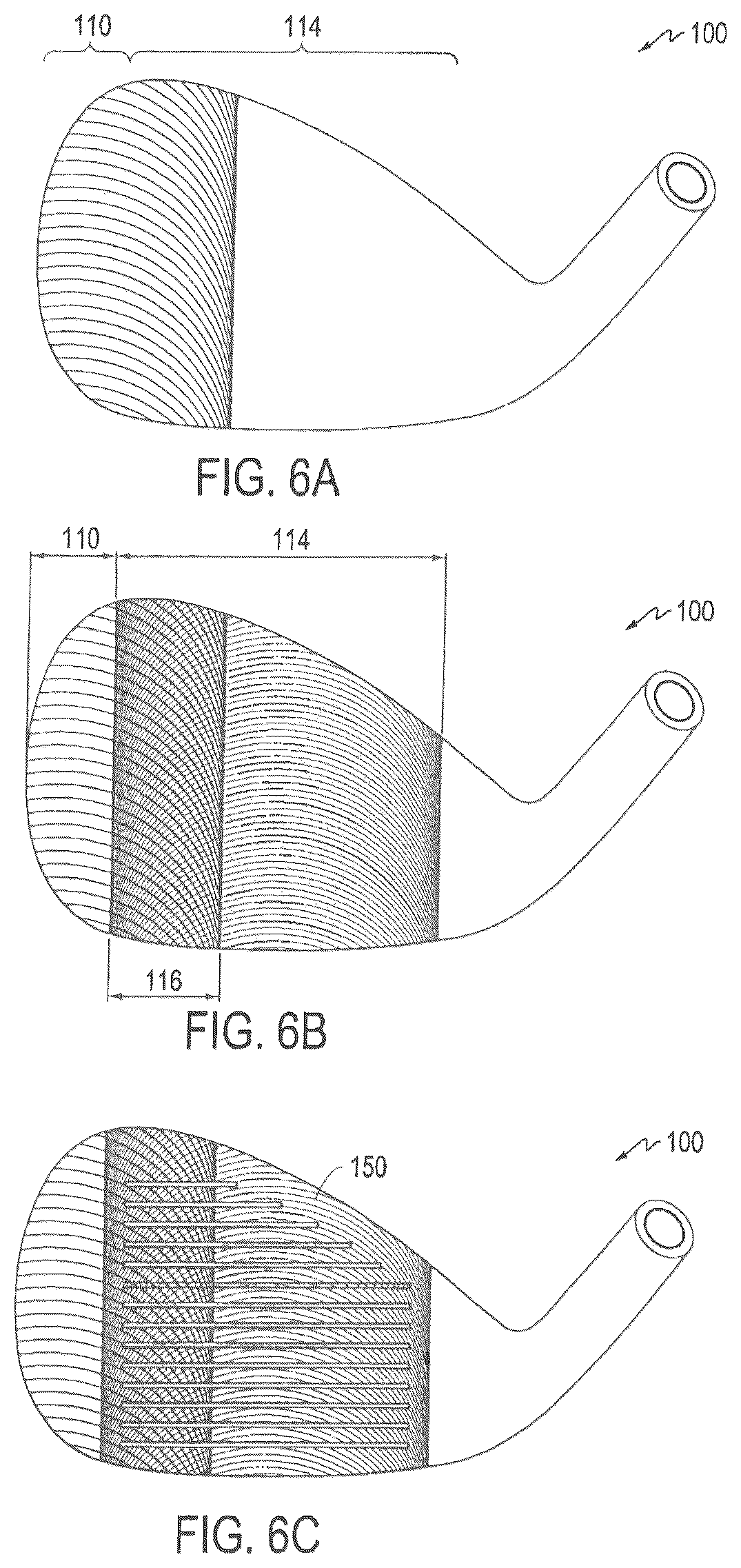 Patent US12157040 Figure 7 – Golf club head with textured striking face