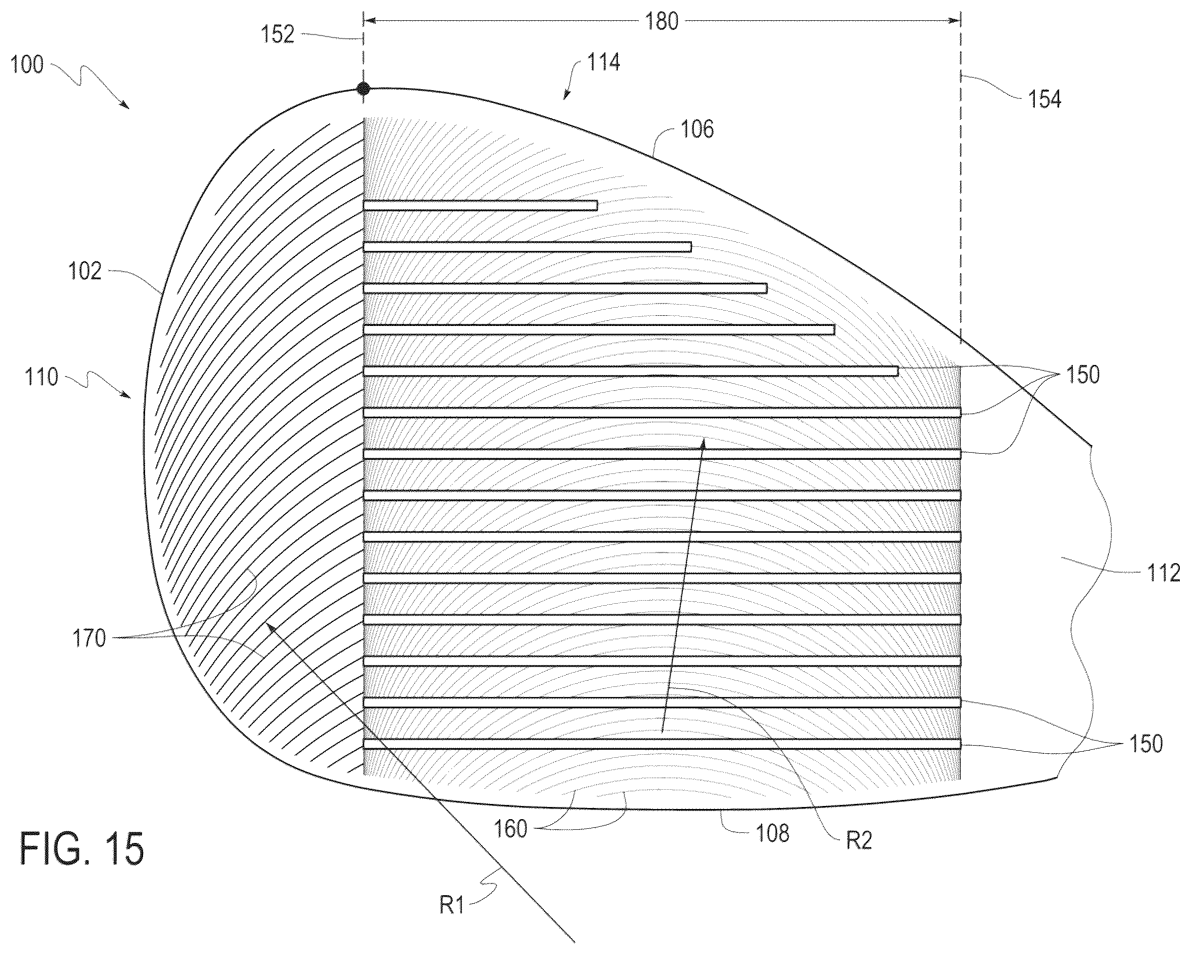 Patent US12157040 Figure 14 – Golf club head with textured striking face