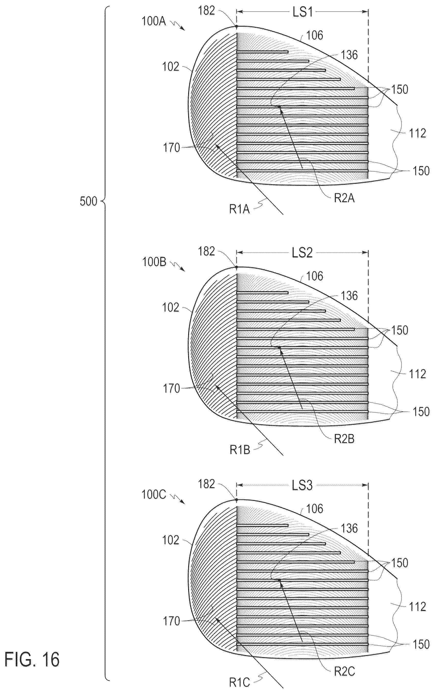 Patent US12157040 Figure 15 – Golf club head with textured striking face