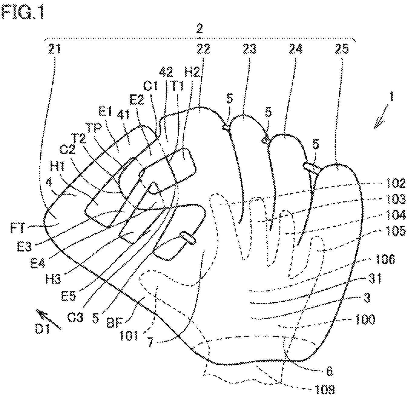 Patent US12157048 Figure 1 – Baseball or softball glove