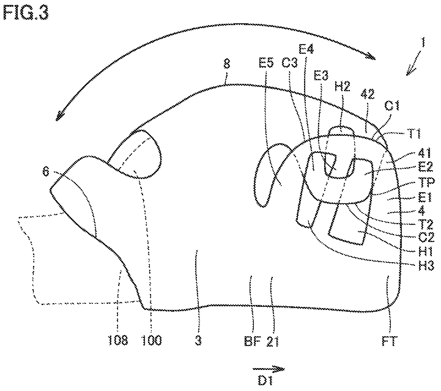 Patent US12157048 Figure 3 – Baseball or softball glove