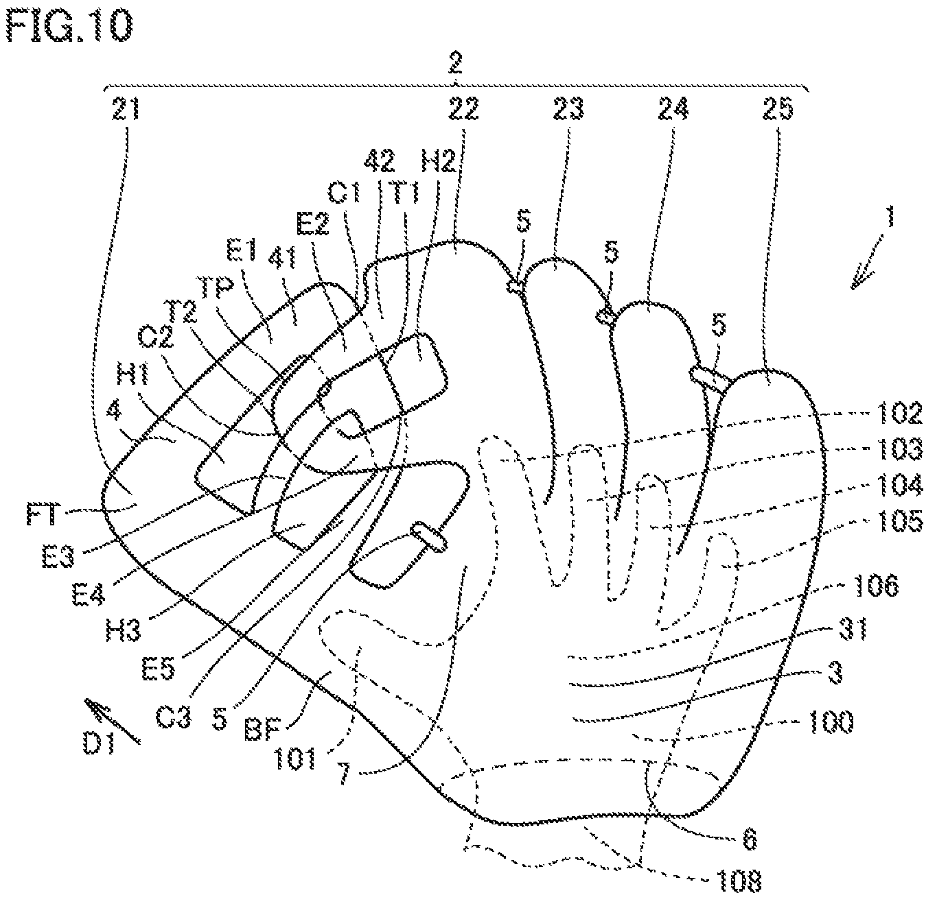 Patent US12157048 Figure 10 – Baseball or softball glove