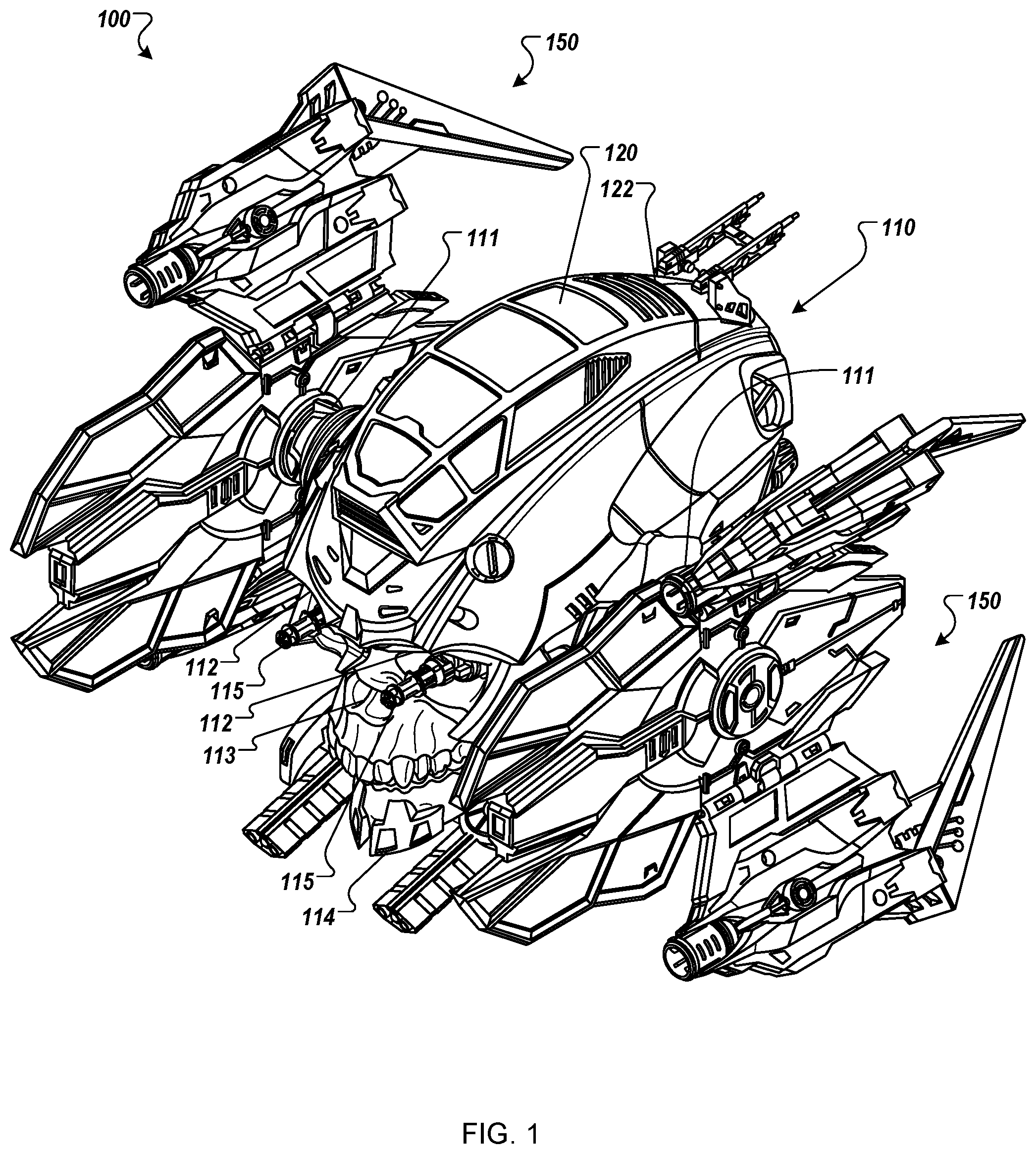 Patent US12157066 Figure 1 – Toy vehicle with modular seat