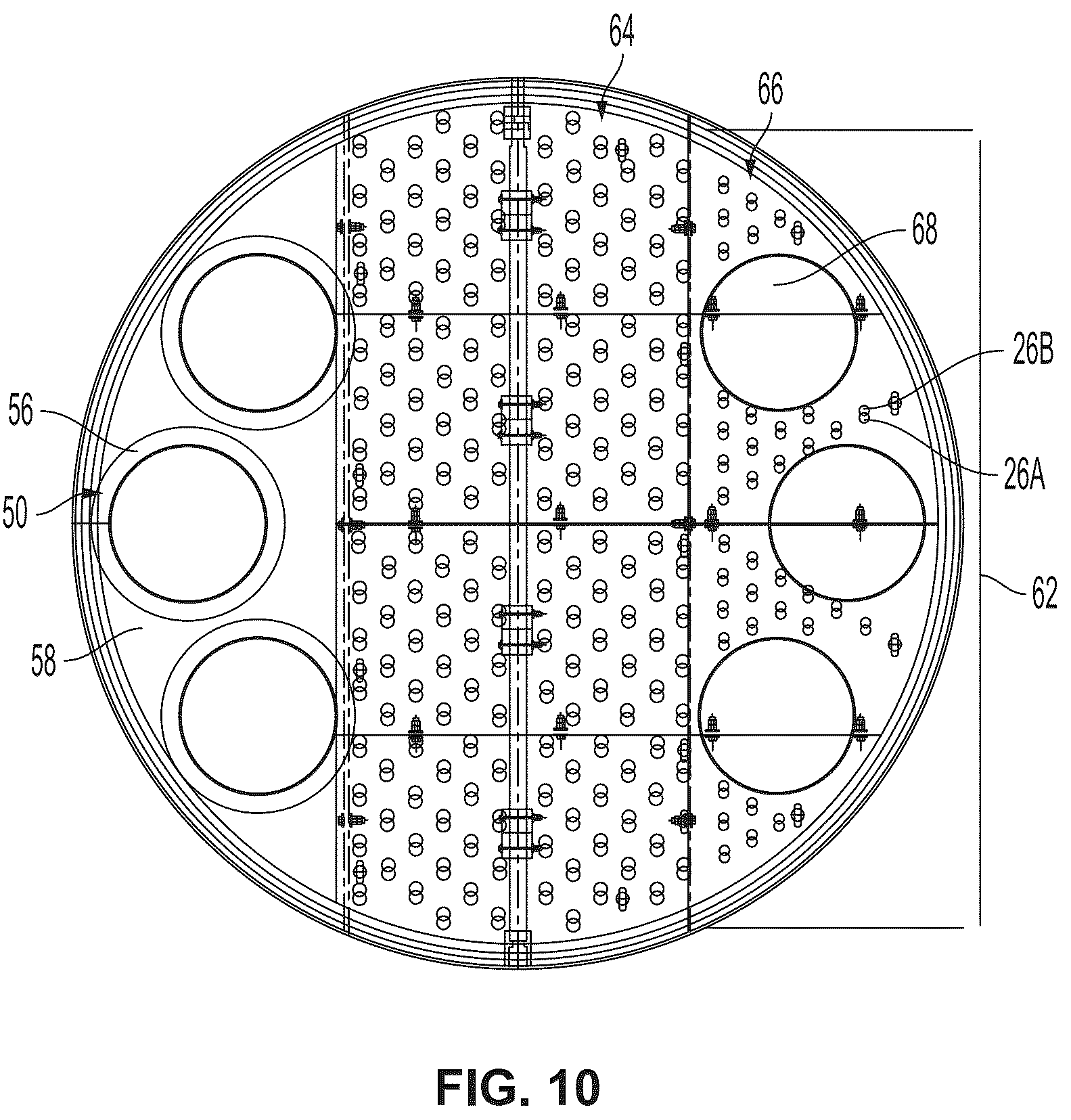 Patent US12157076 Figure 9 – Fractionation tray with adjustable open area for cleaning and/or throughput control