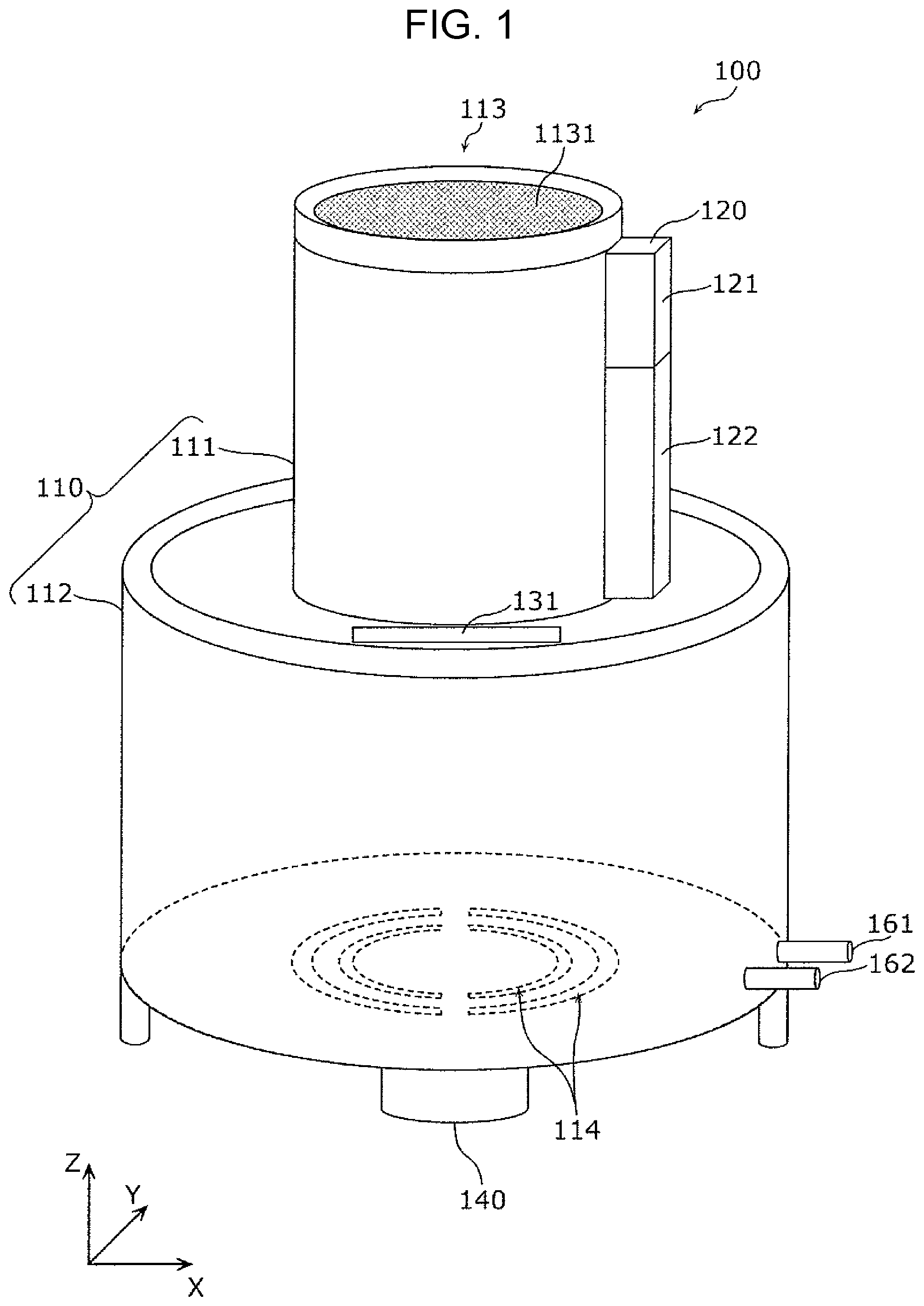 Patent US12157083 Figure 1 – Particulate collection device