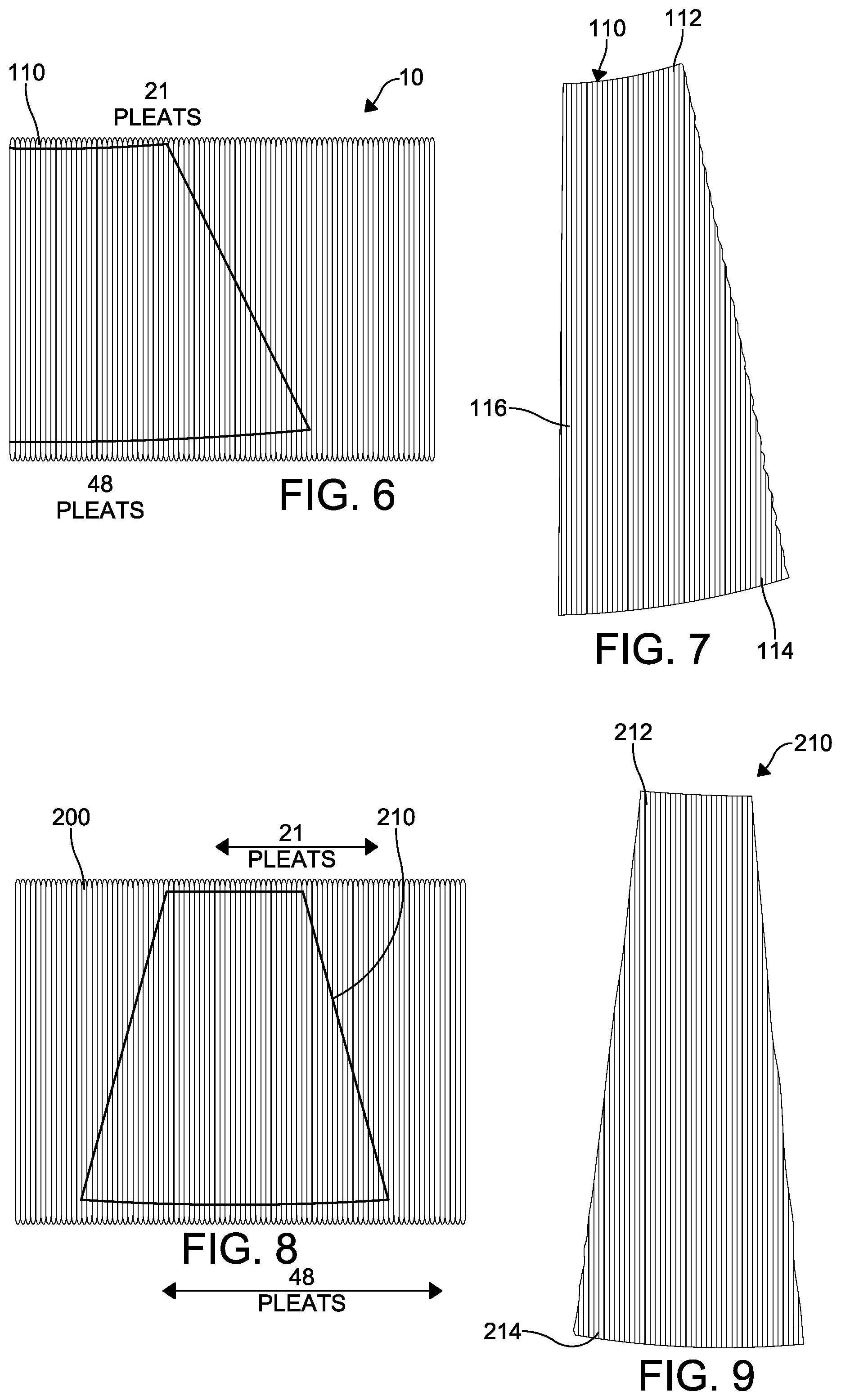 Patent US12157084 Figure 4 – Pleated media for a conical shaped filter element