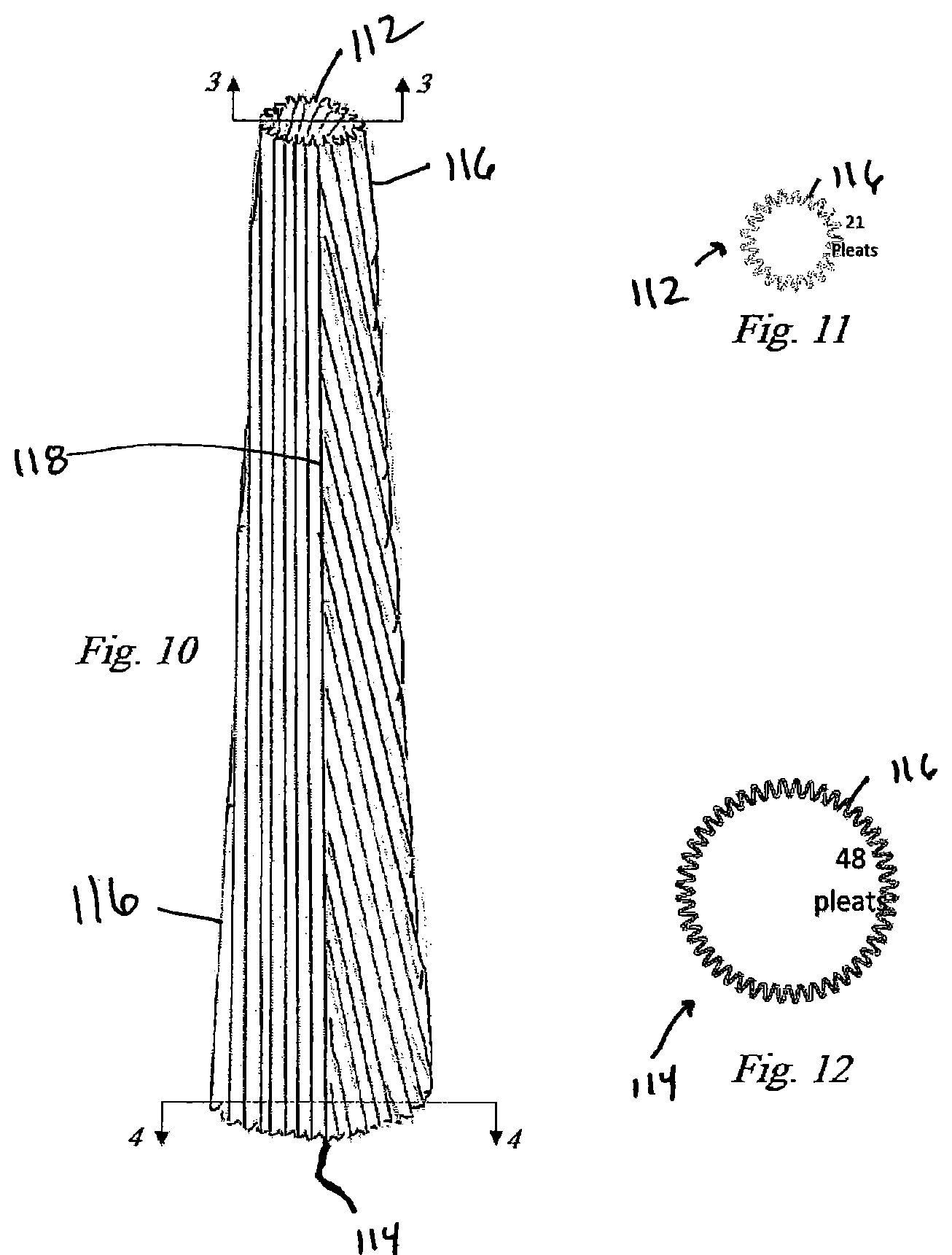 Patent US12157084 Figure 5 – Pleated media for a conical shaped filter element