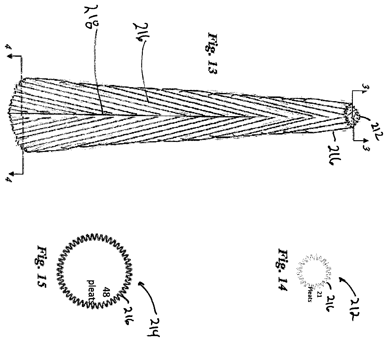 Patent US12157084 Figure 6 – Pleated media for a conical shaped filter element