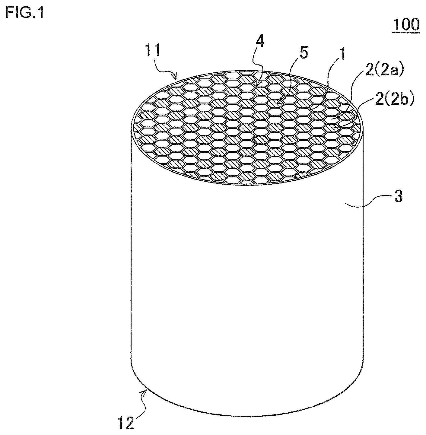 Patent US12157116 Figure 1 – Plugged honeycomb structure