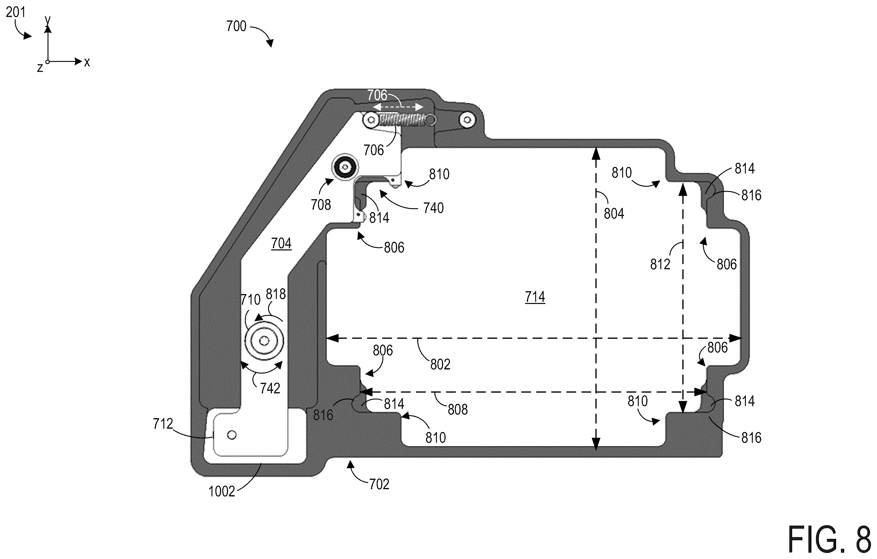 Patent US12157125 Figure 8 – Microplate holder for imaging system