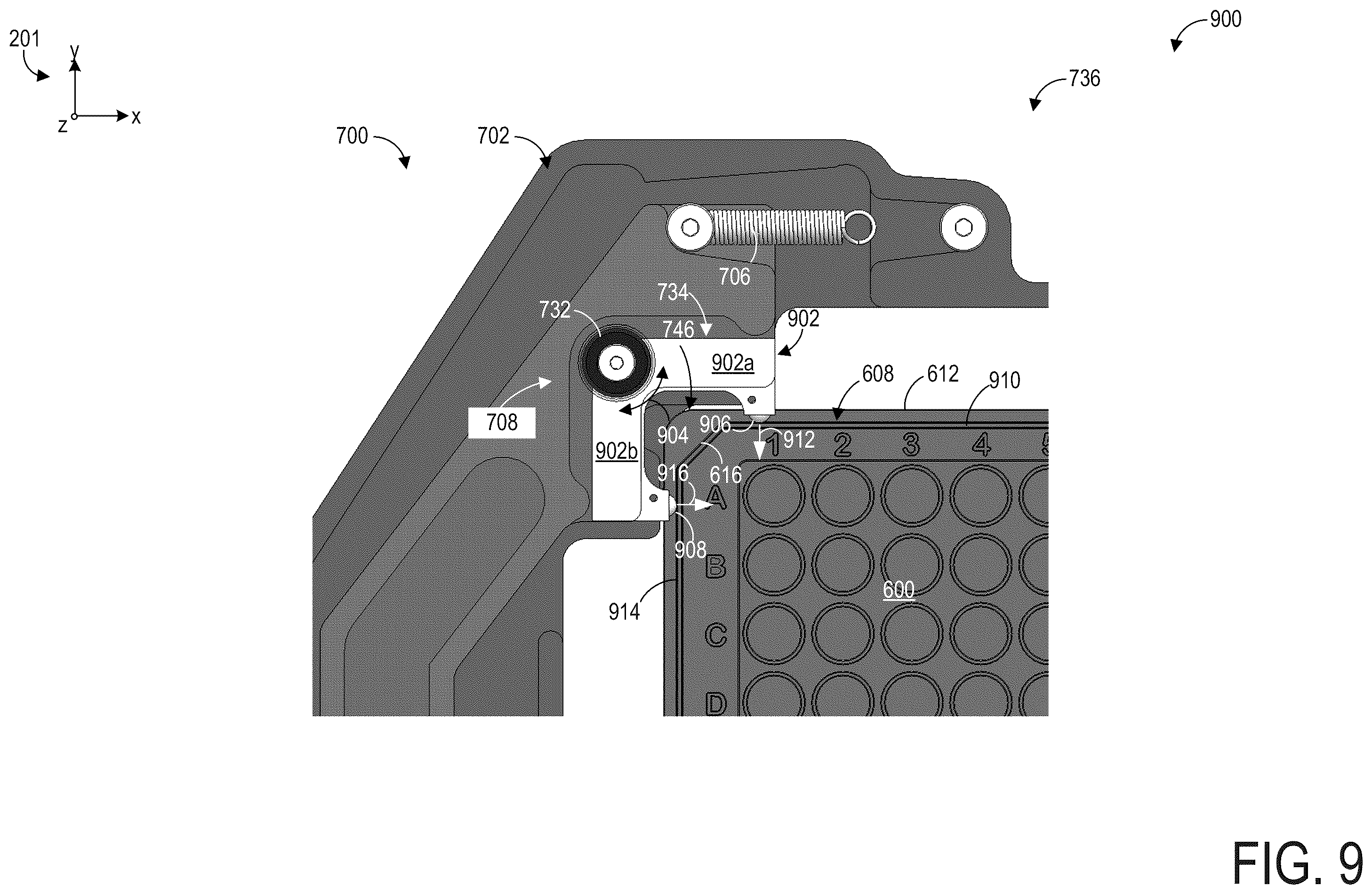 Patent US12157125 Figure 9 – Microplate holder for imaging system