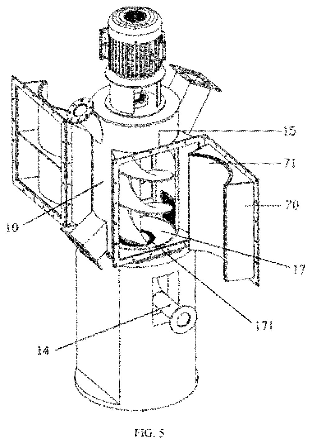 Patent US12157127 Figure 5 – Energy-saving double-bearing vertical grinding mill for dry grinding and shaping