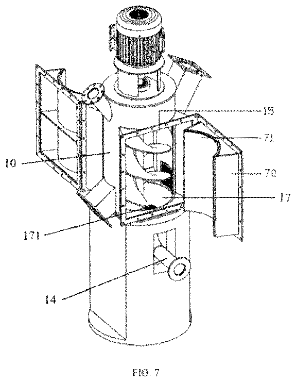 Patent US12157127 Figure 7 – Energy-saving double-bearing vertical grinding mill for dry grinding and shaping