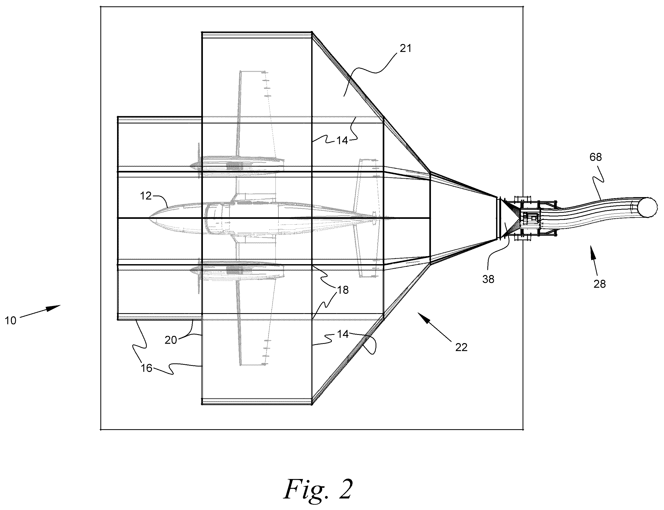 Patent US12157134 Figure 2 – Portable variable volume paint spray enclosure and air scrubber; method for constructing a paint spray enclosure and air scrubber
