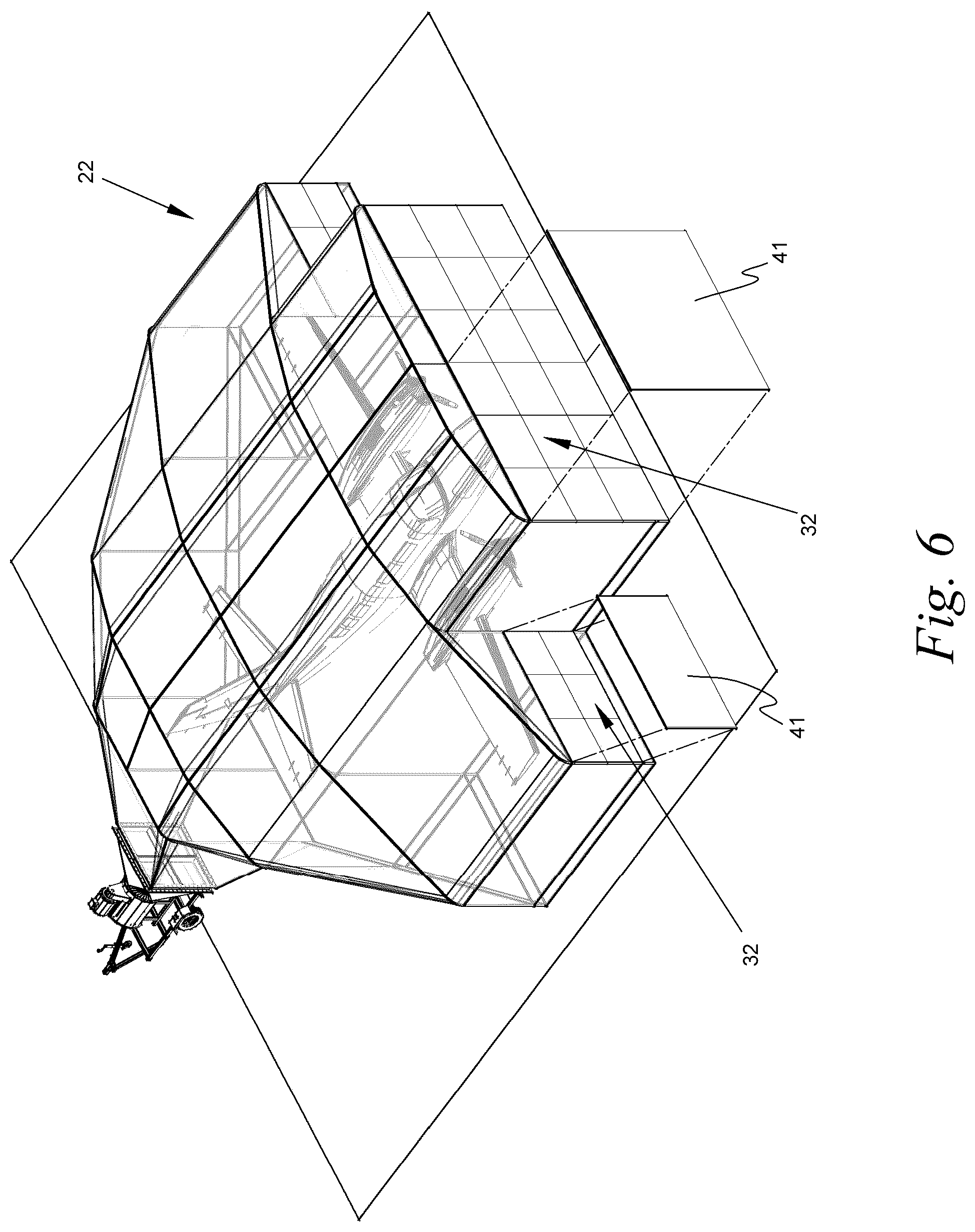 Patent US12157134 Figure 7 – Portable variable volume paint spray enclosure and air scrubber; method for constructing a paint spray enclosure and air scrubber