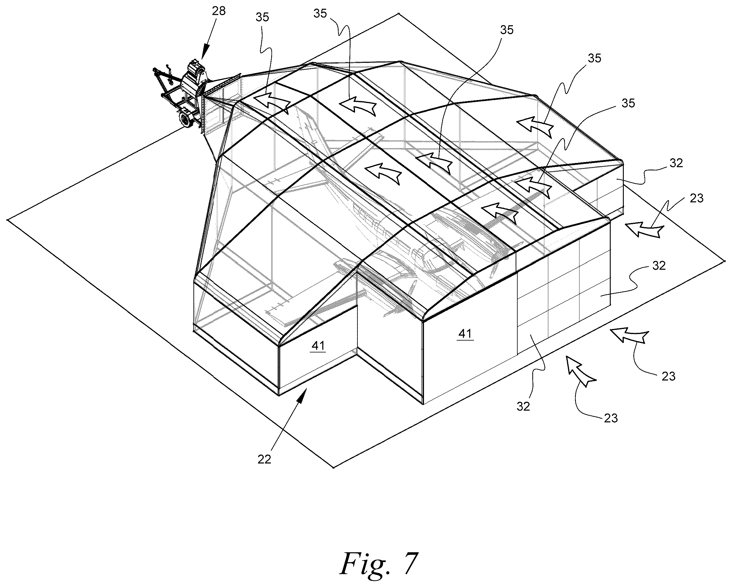 Patent US12157134 Figure 9 – Portable variable volume paint spray enclosure and air scrubber; method for constructing a paint spray enclosure and air scrubber