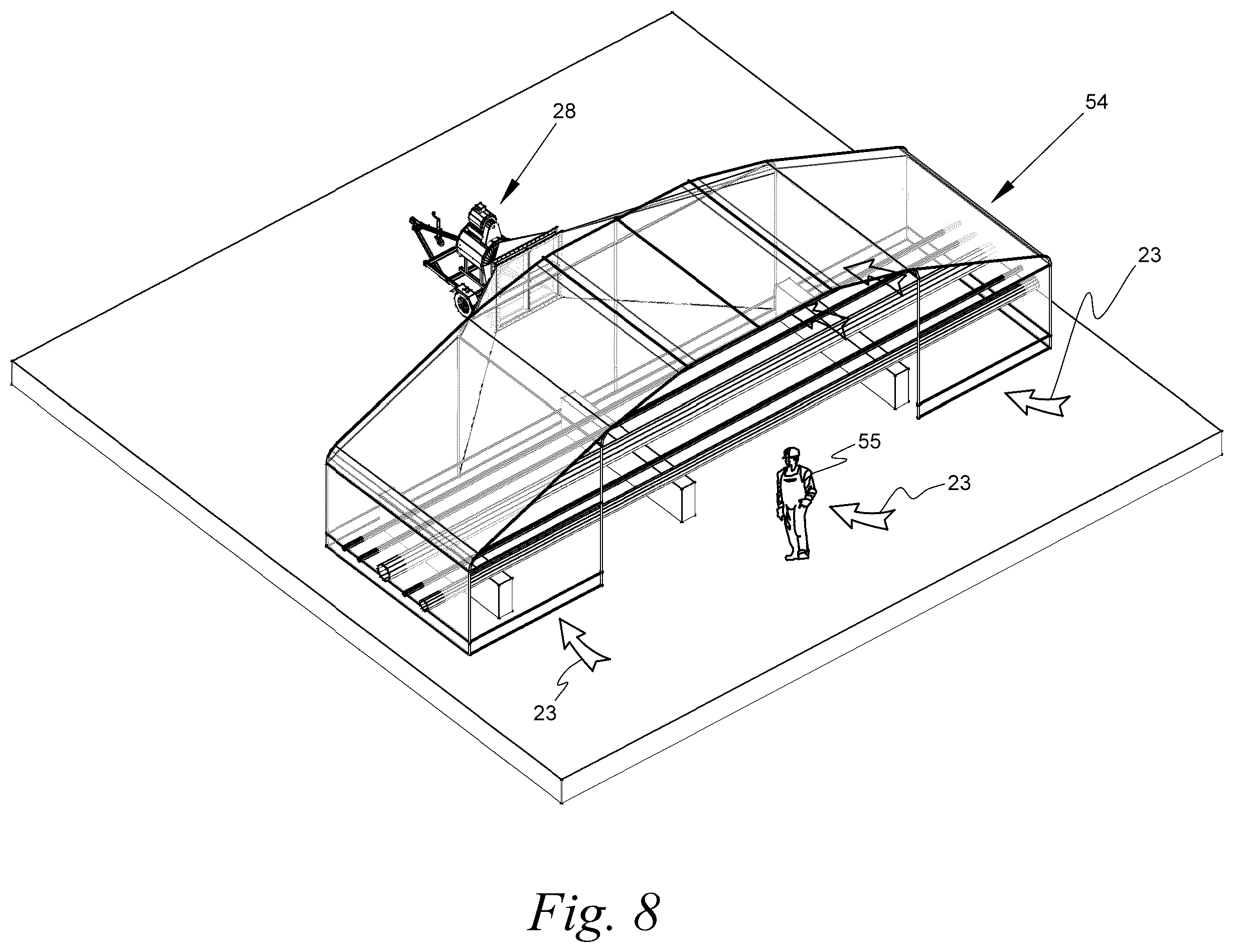 Patent US12157134 Figure 10 – Portable variable volume paint spray enclosure and air scrubber; method for constructing a paint spray enclosure and air scrubber