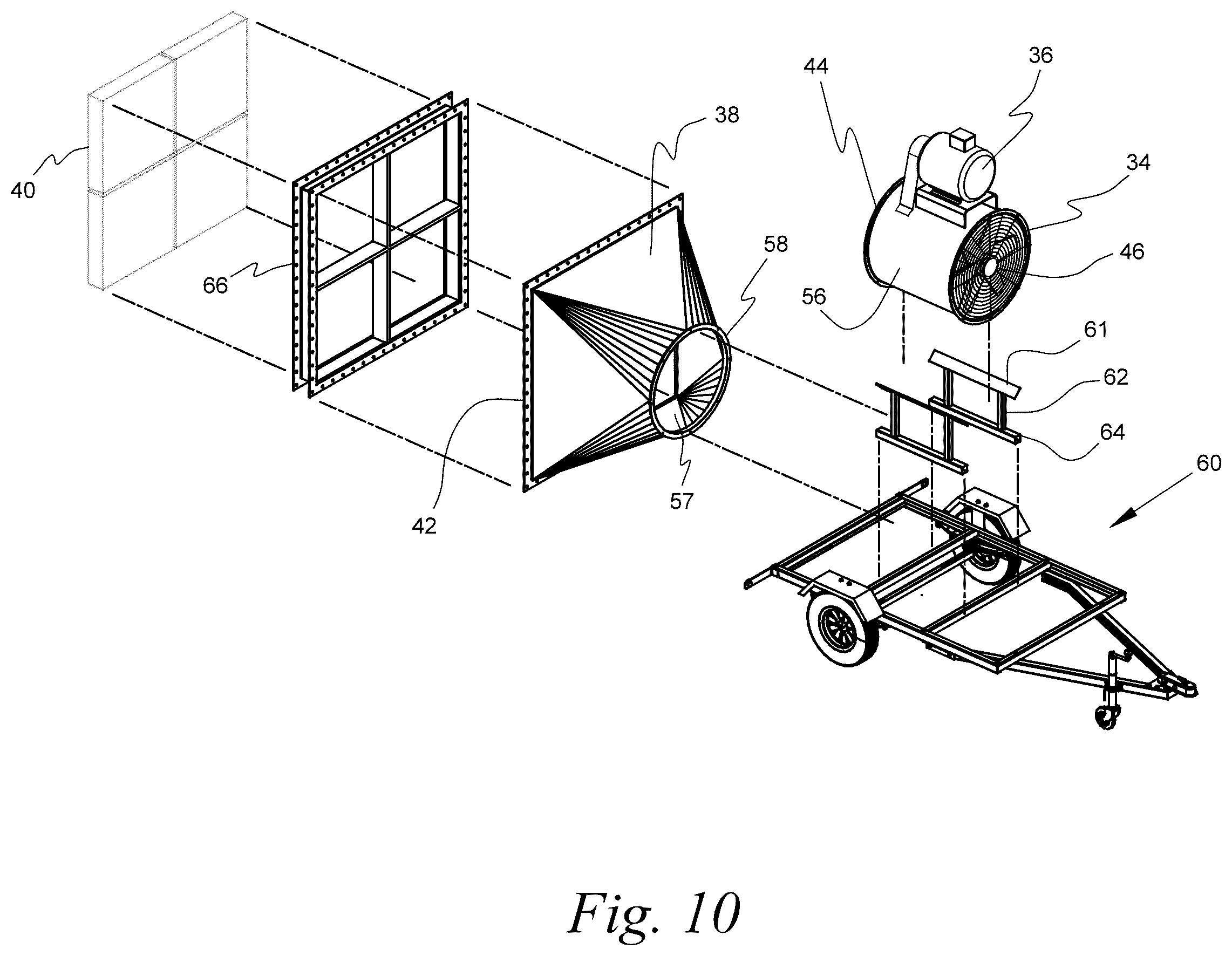 Patent US12157134 Figure 13 – Portable variable volume paint spray enclosure and air scrubber; method for constructing a paint spray enclosure and air scrubber