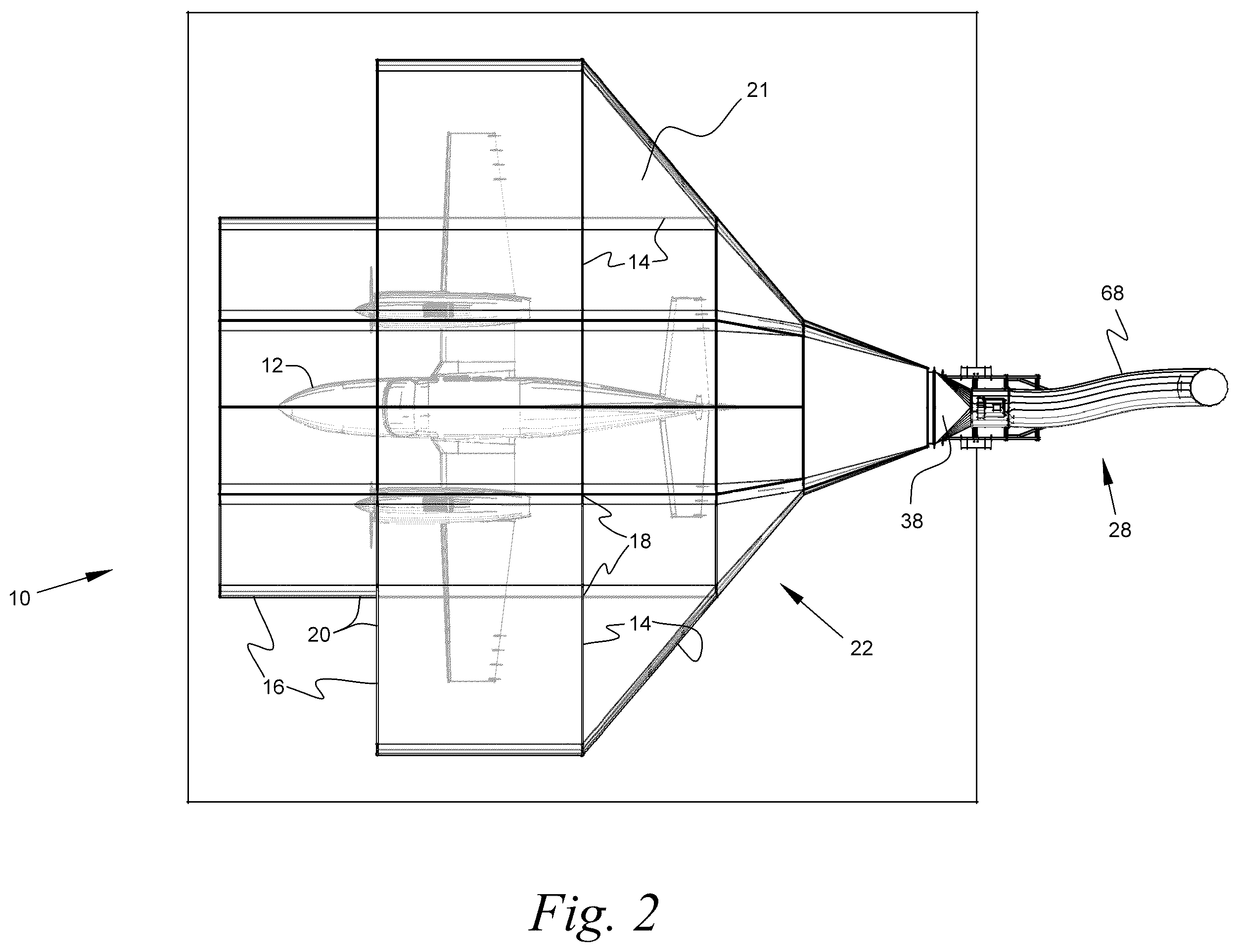 Patent US12157135 Figure 2 – Portable variable volume paint spray enclosure and air scrubber; method for constructing a paint spray enclosure and air scrubber