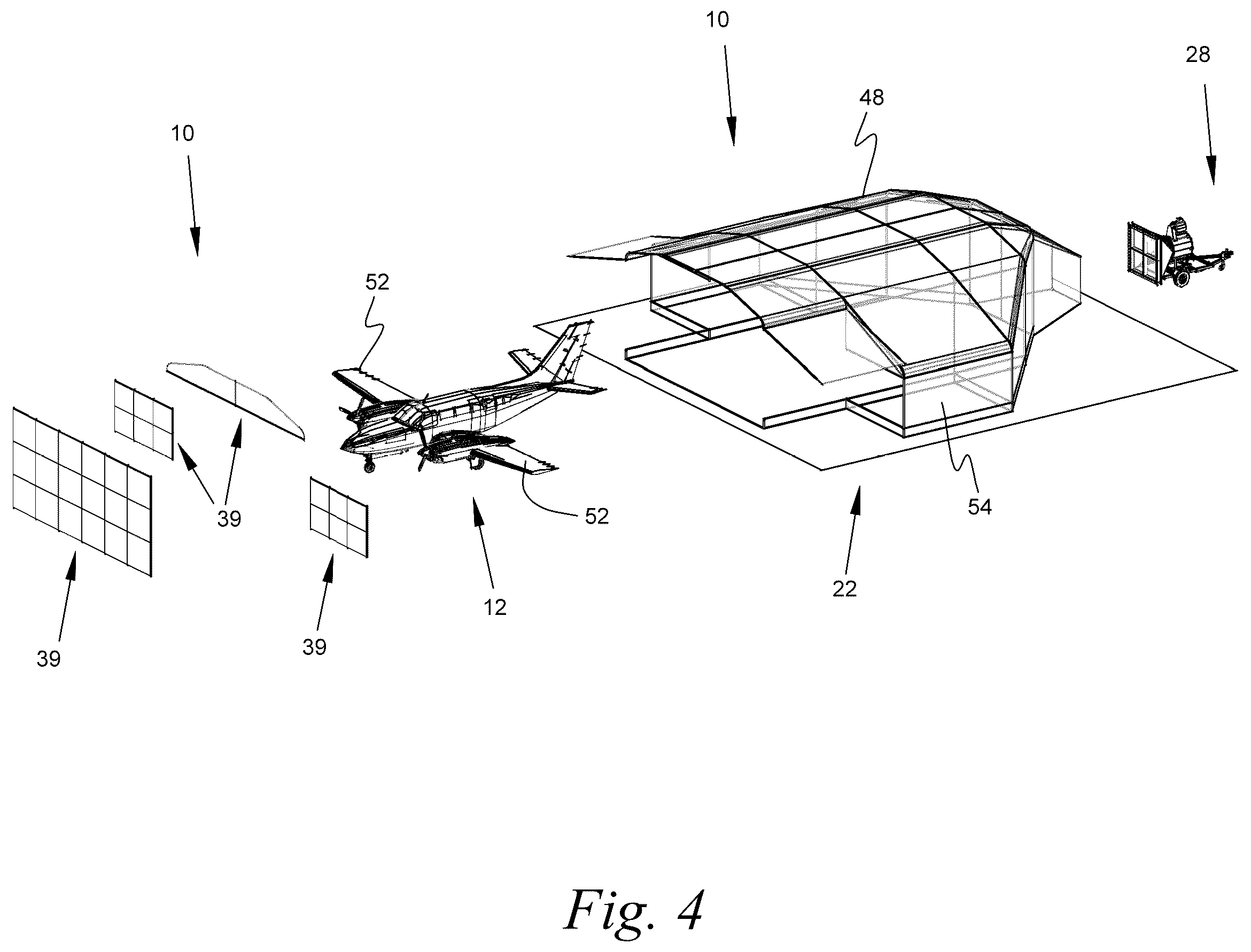Patent US12157135 Figure 4 – Portable variable volume paint spray enclosure and air scrubber; method for constructing a paint spray enclosure and air scrubber