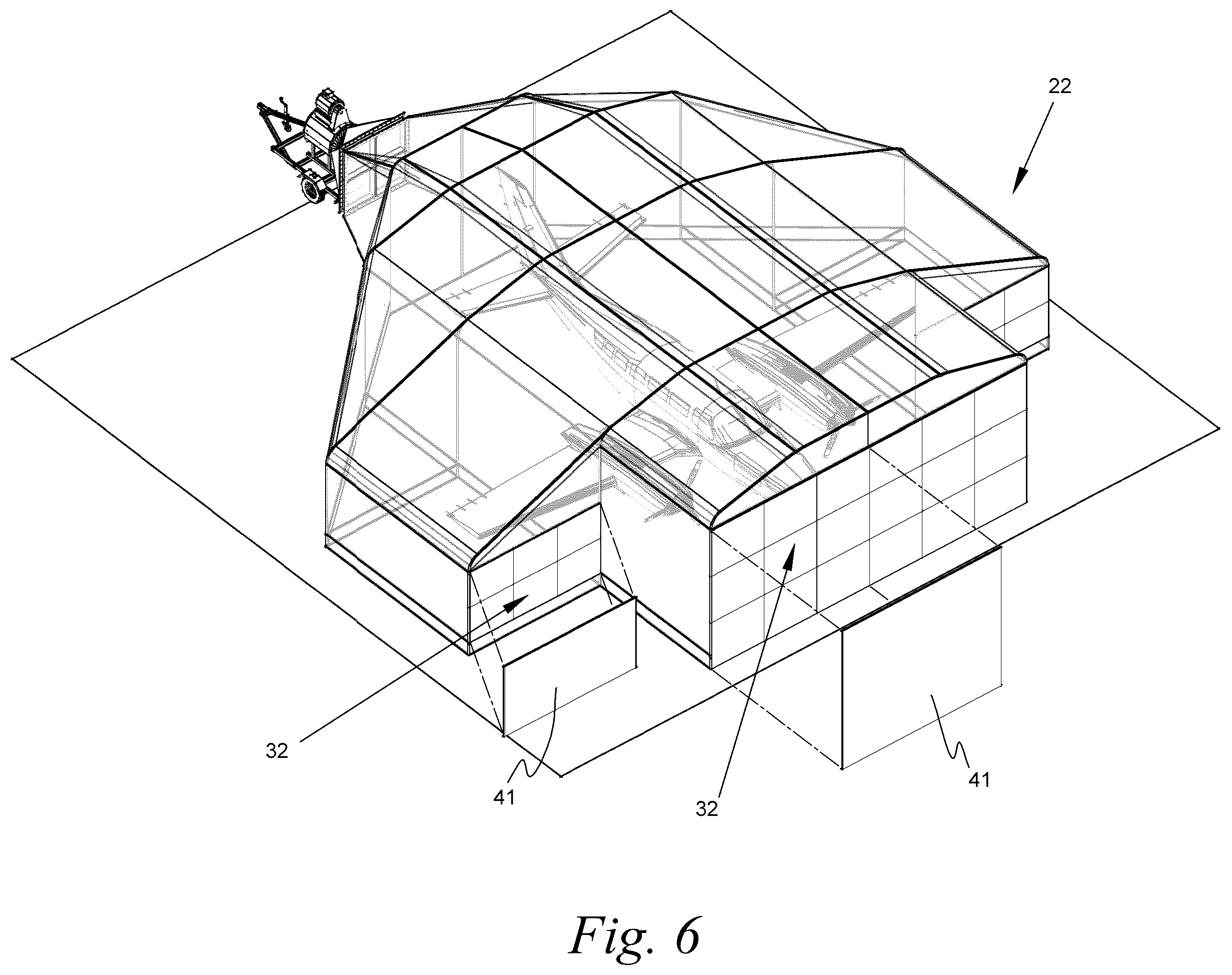 Patent US12157135 Figure 7 – Portable variable volume paint spray enclosure and air scrubber; method for constructing a paint spray enclosure and air scrubber