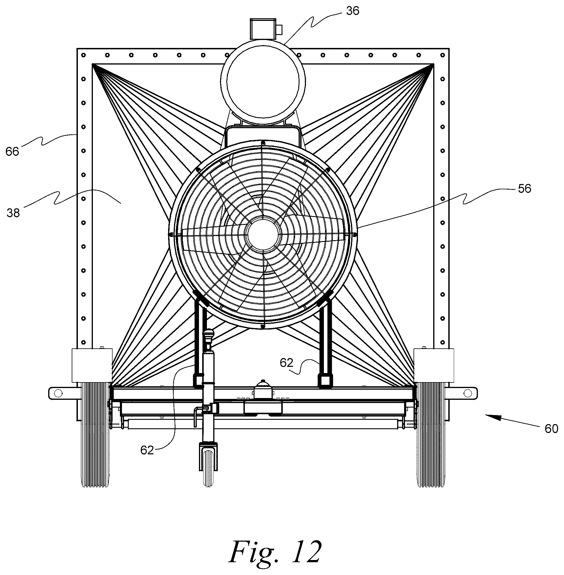 Patent US12157135 Figure 16 – Portable variable volume paint spray enclosure and air scrubber; method for constructing a paint spray enclosure and air scrubber