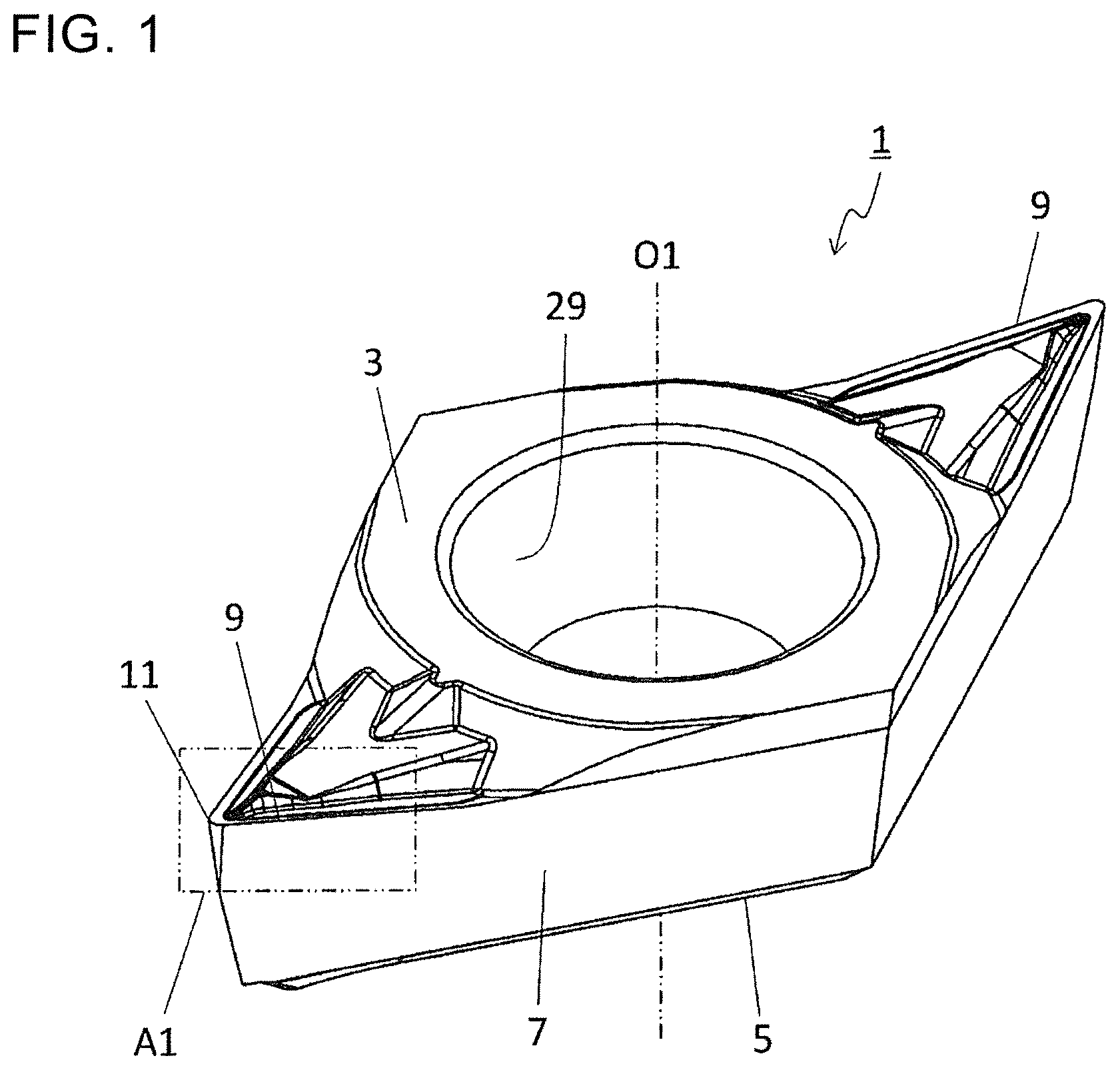 Patent US12157173 Figure 1 – Cutting insert, cutting tool, and method for manufacturing machined product
