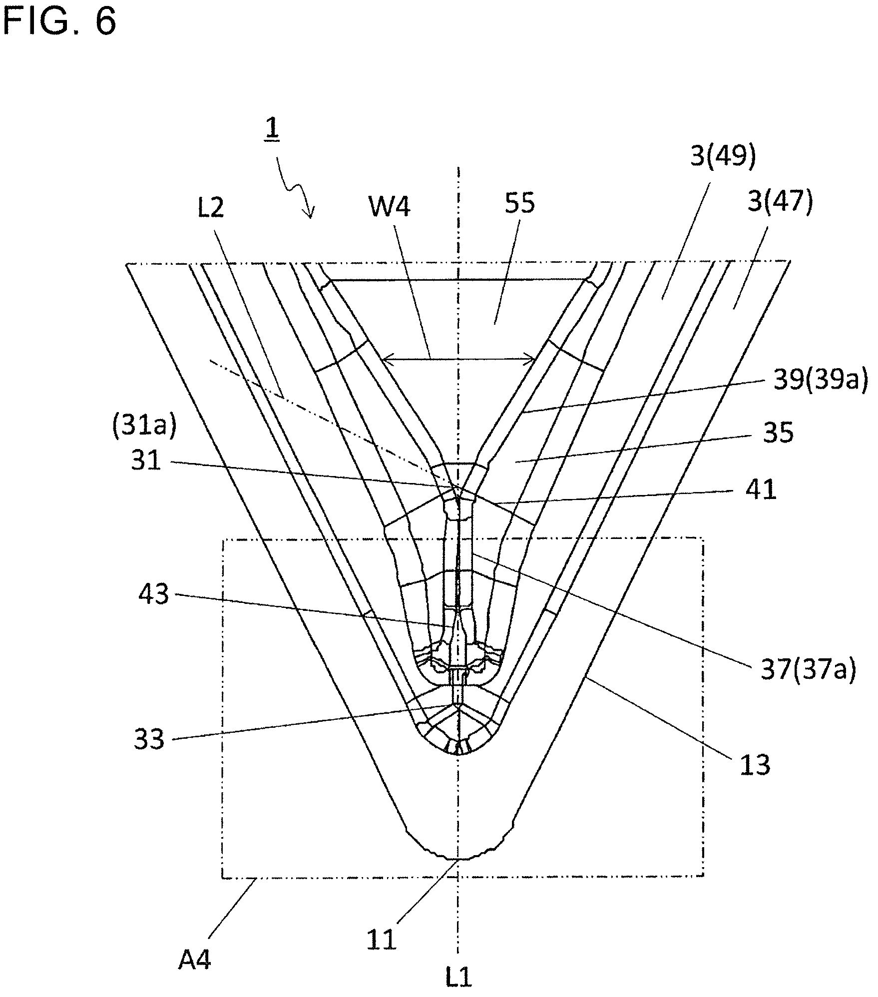 Patent US12157173 Figure 5 – Cutting insert, cutting tool, and method for manufacturing machined product