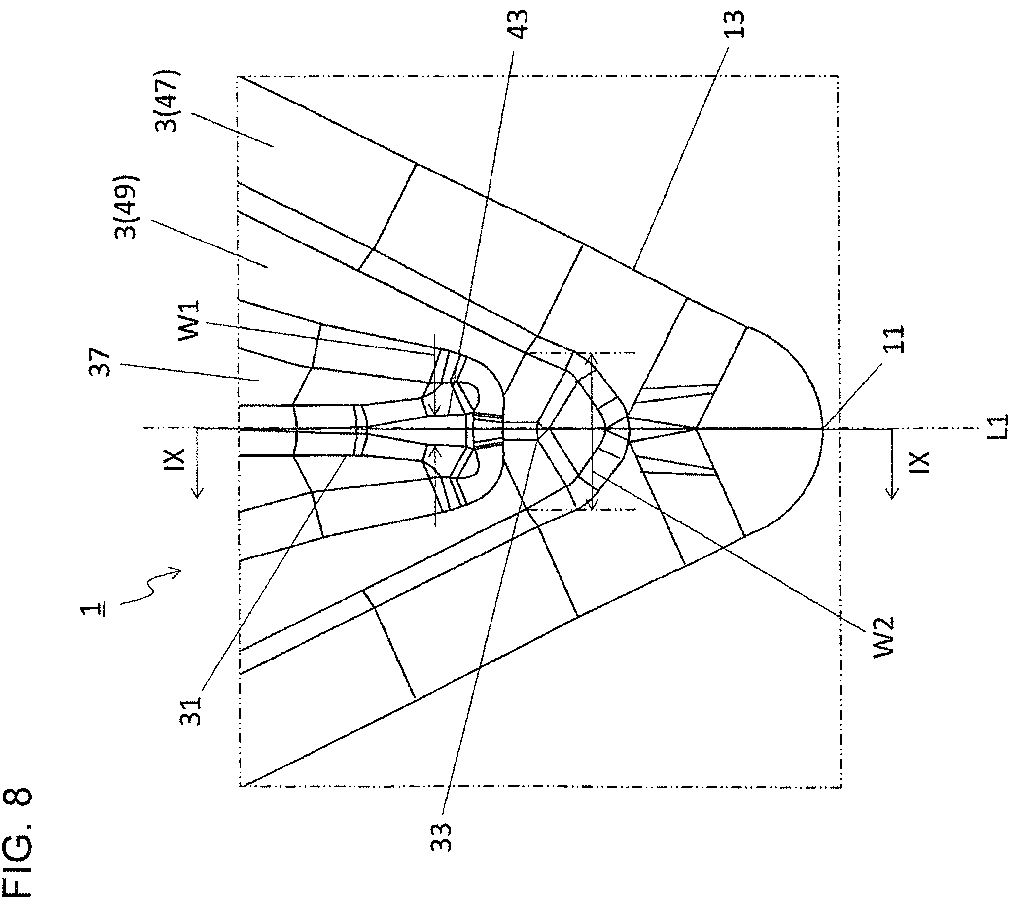 Patent US12157173 Figure 7 – Cutting insert, cutting tool, and method for manufacturing machined product