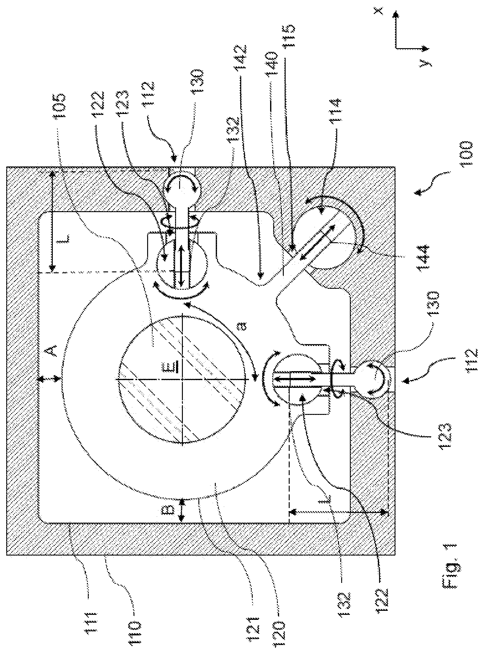 Patent US12157181 — Support for a transmissive optical element, laser processing device with such support, and process of adjusting the position of a transmissive optical element using such support — Figure 1