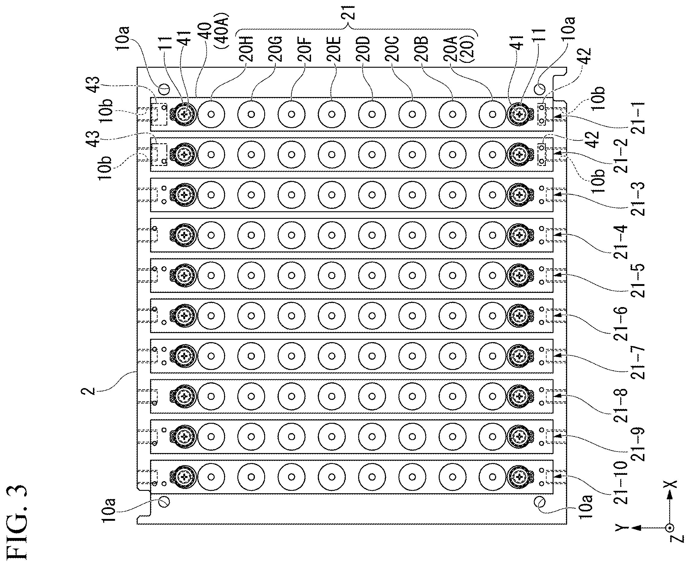 Patent US12157193 Figure 3 – Multi-product pallet device, control system for multi-product pallet device, displacement-restricting mechanism, and conforming mechanism