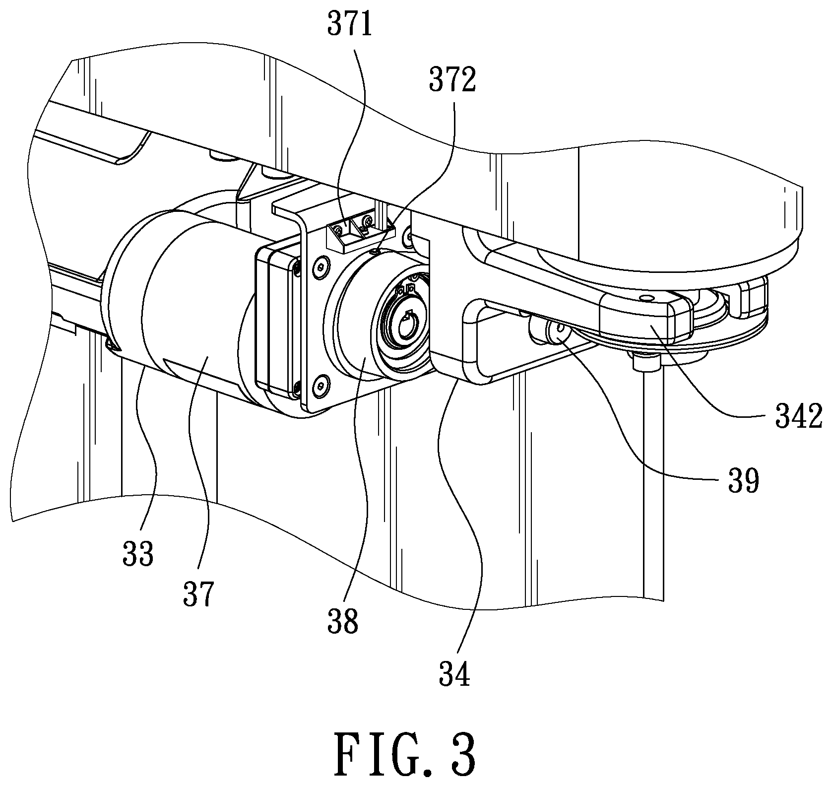 Patent US12157201 Figure 3 – Oscillating device of belt sander