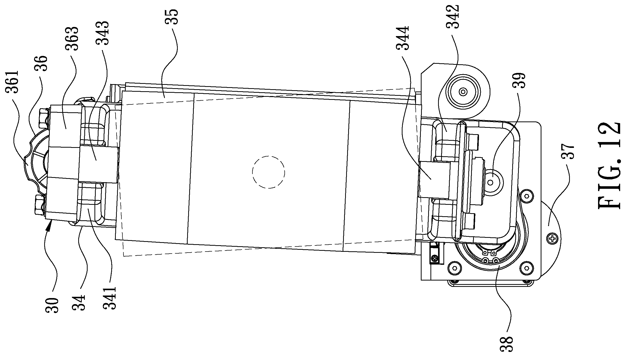 Patent US12157201 Figure 12 – Oscillating device of belt sander