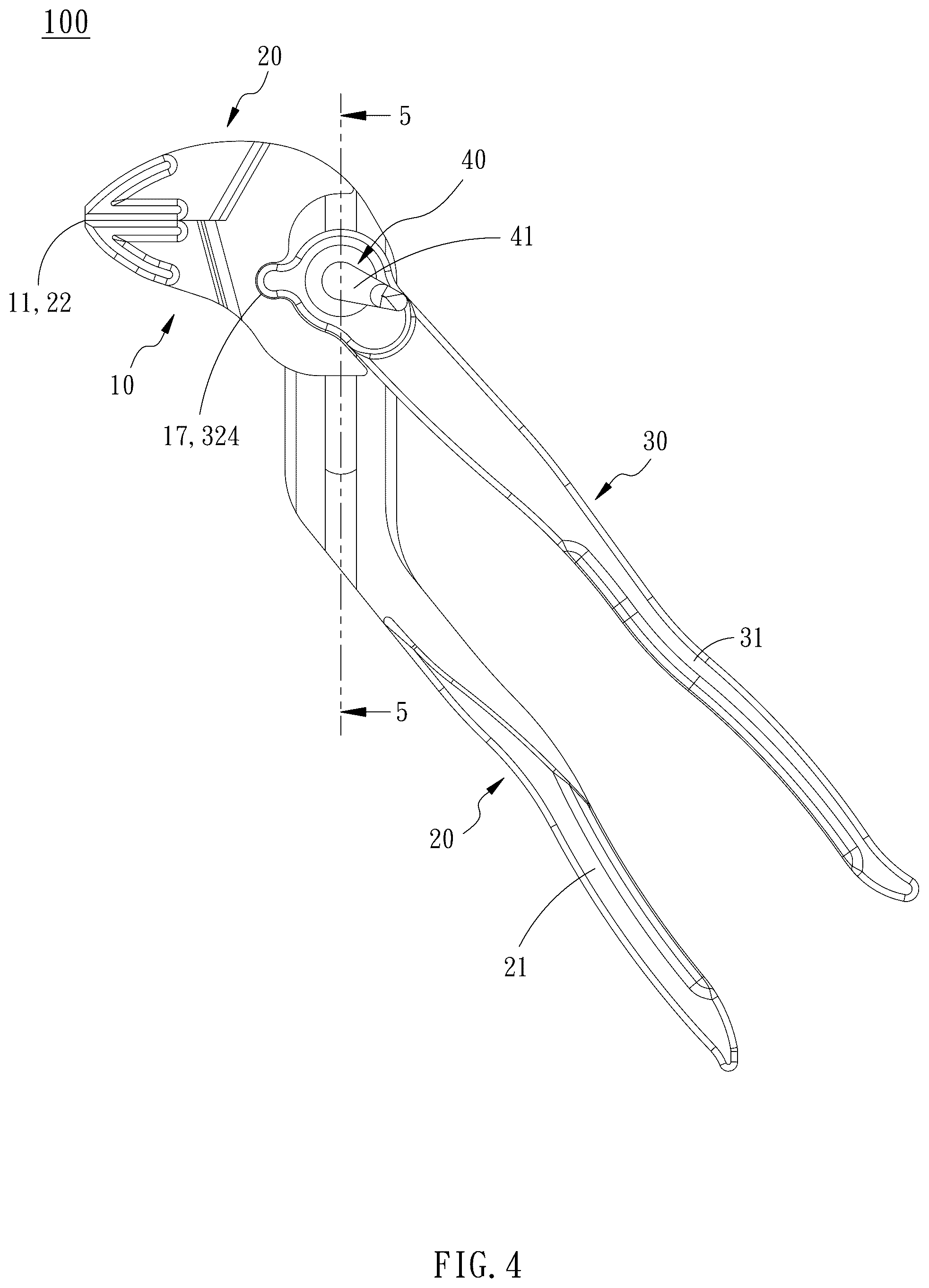 Patent US12157211 Figure 4 – Adjustable pliers with lever type positioning device
