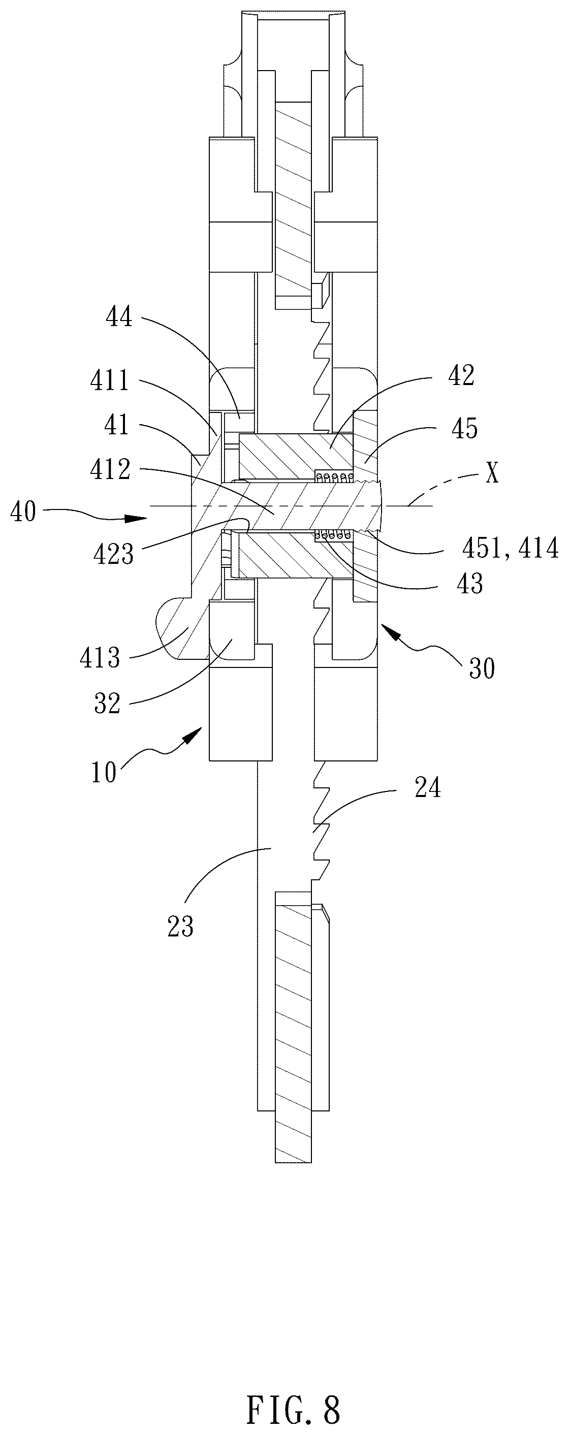 Patent US12157211 Figure 8 – Adjustable pliers with lever type positioning device