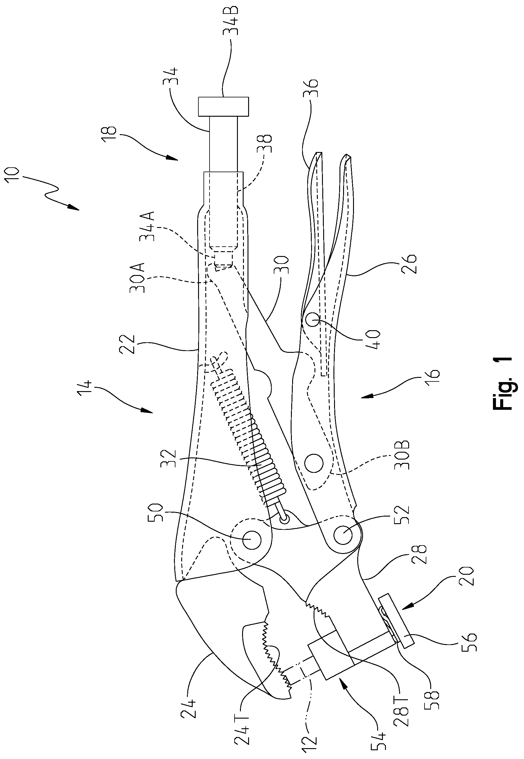 Patent US12157212 Figure 1 – Handheld cutting tool