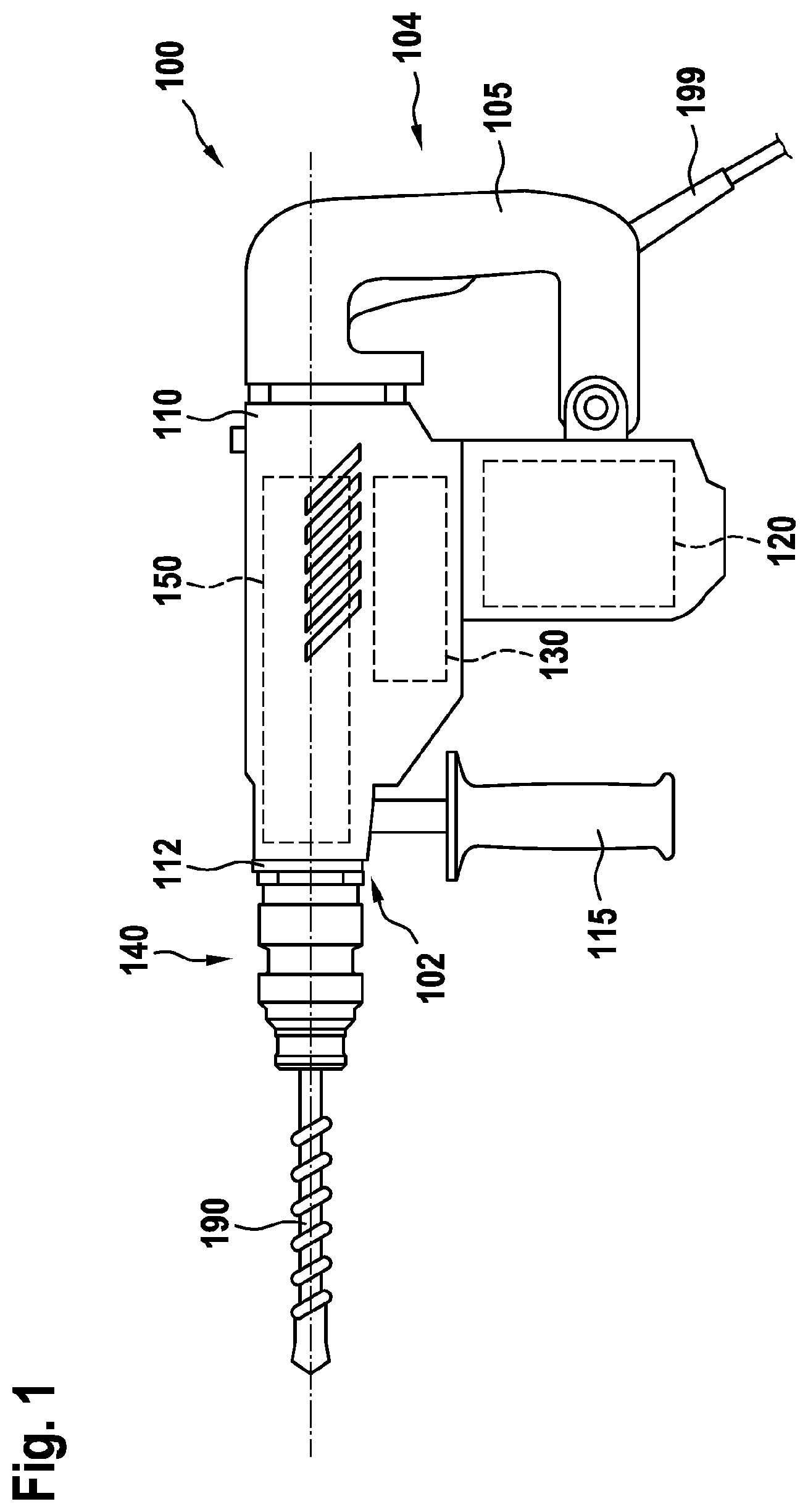 Patent US12157215 Figure 1 – Hand-held power tool comprising a locking device