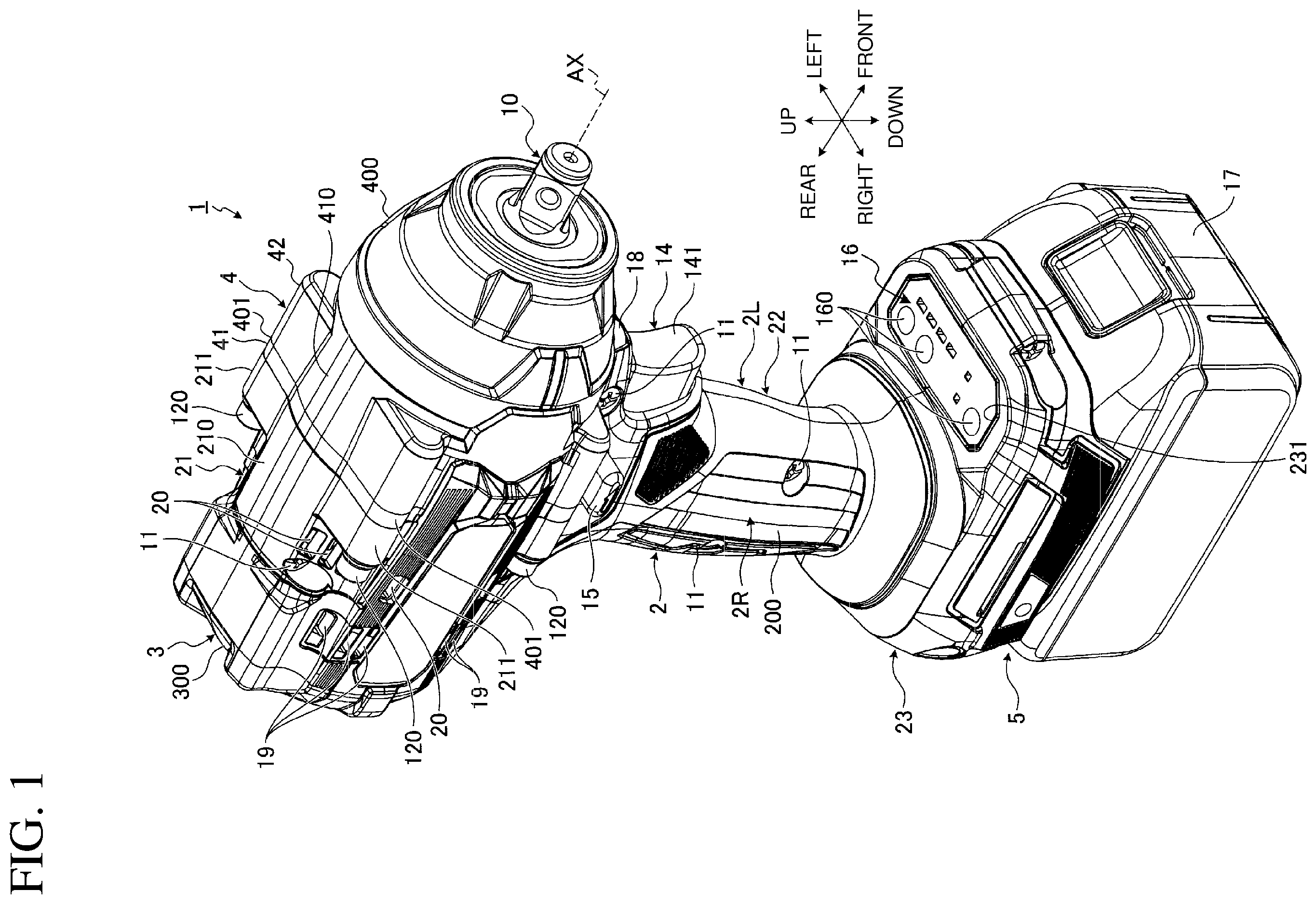 Patent US12157218 Figure 1 – Power tool