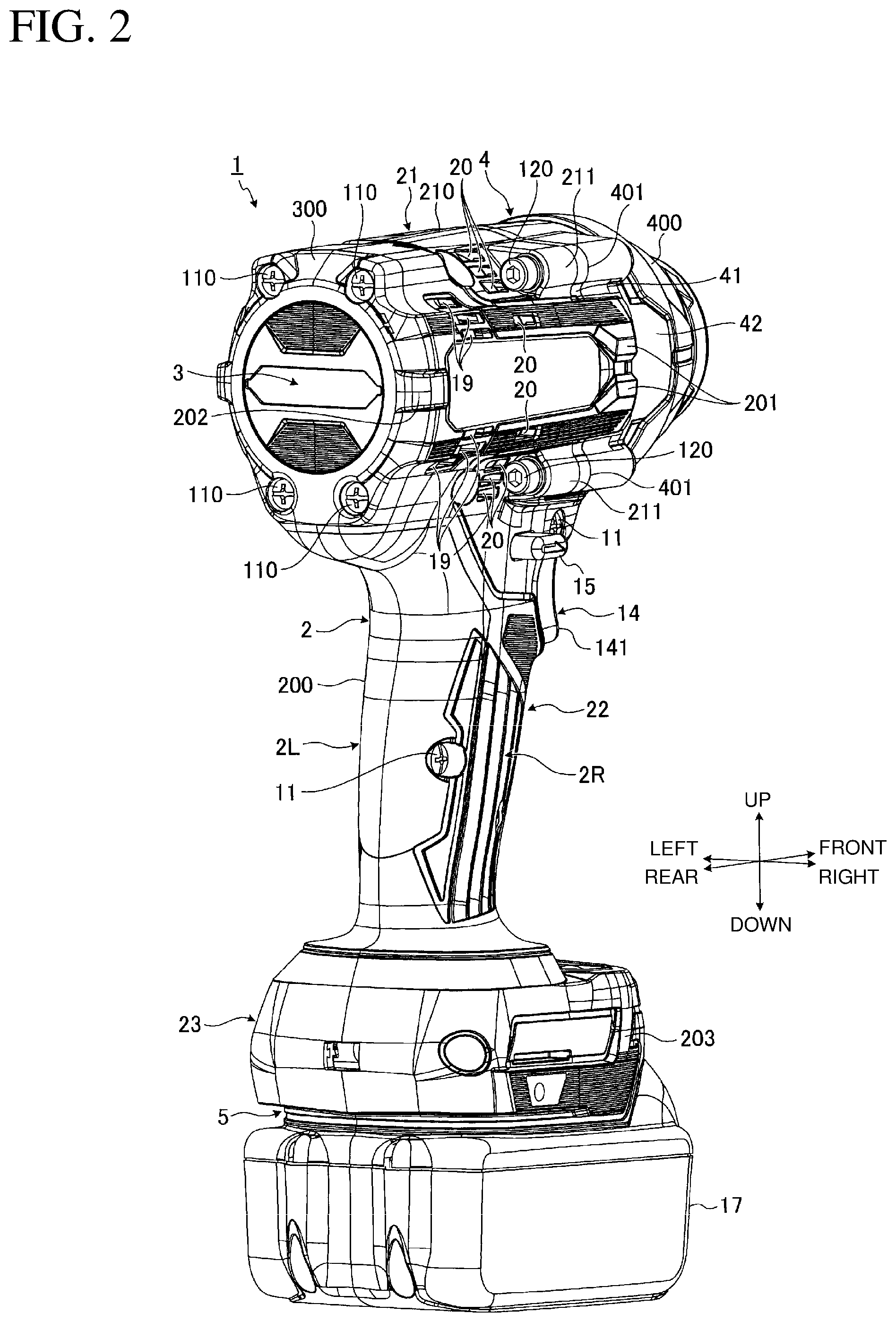 Patent US12157218 Figure 2 – Power tool