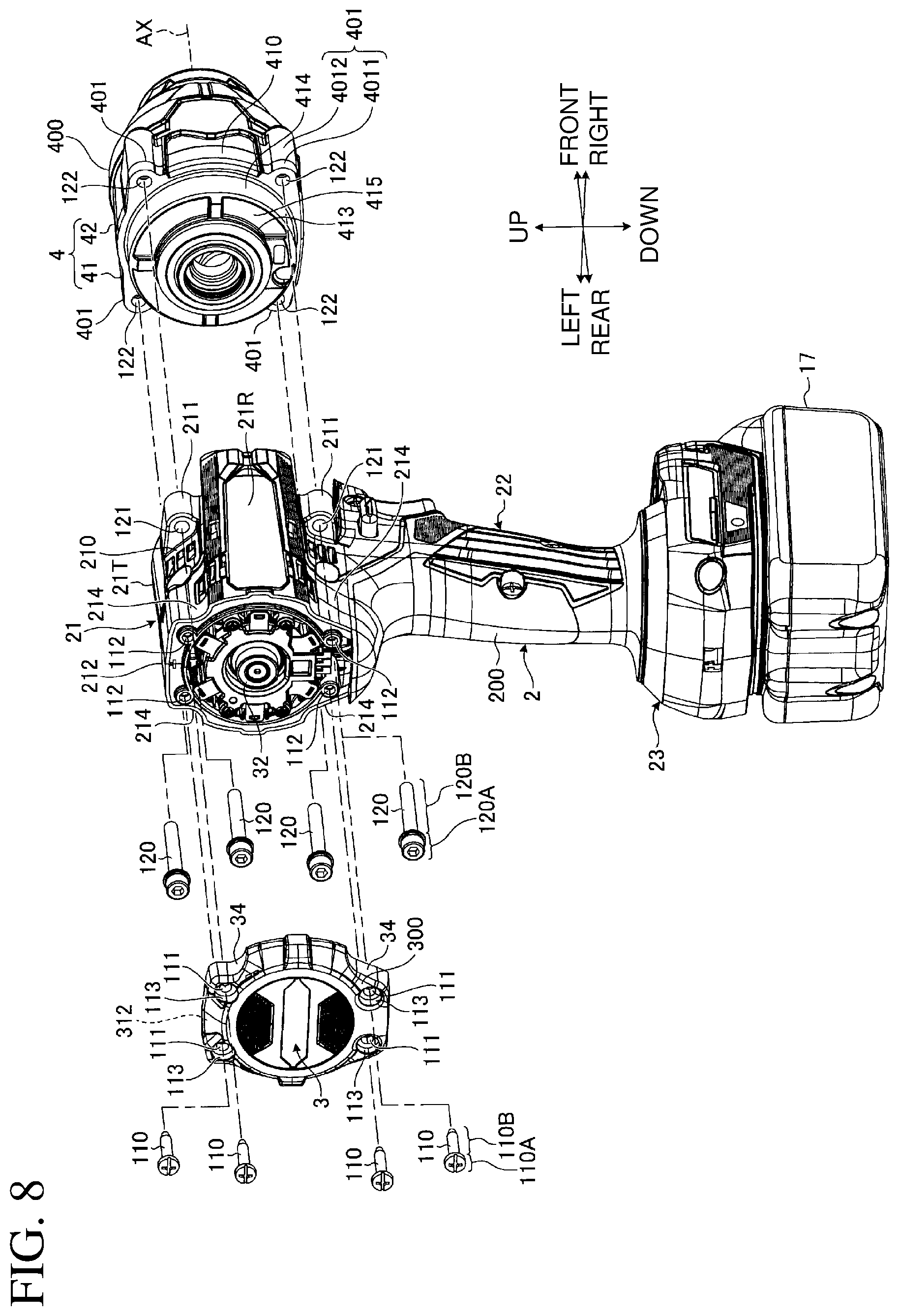 Patent US12157218 Figure 8 – Power tool