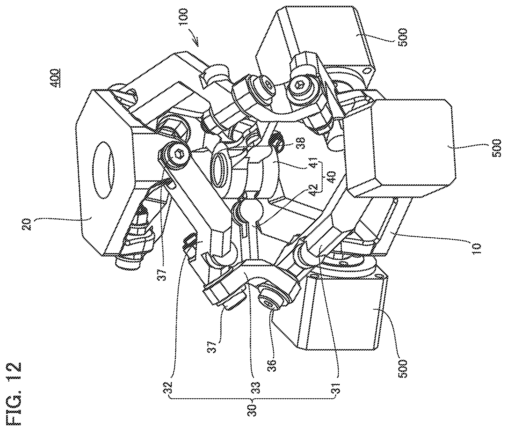 Patent US12157224 Figure 12 – Spherical surface link mechanism, spherical surface link actuating device, link actuating device, and origin positioning method